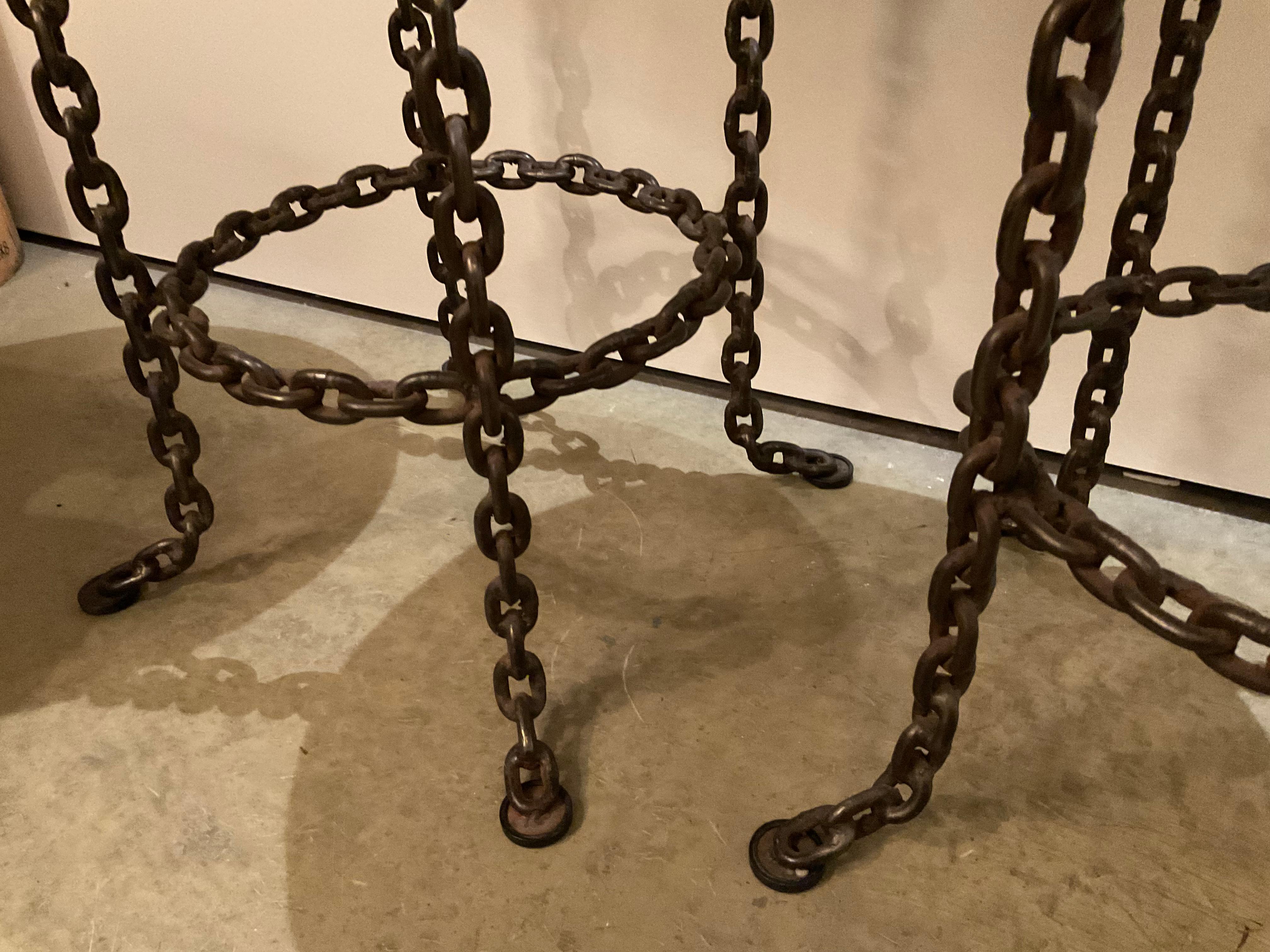 Pair of Chain Link Swivel Seat Barstools In Good Condition For Sale In Memphis, TN