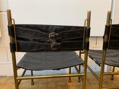 Pair of Chair Brass and Leather by Frigerio, Italy, 1970s