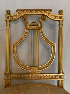 Pair of chair gilded wood featuring a lyre motif 19 th century