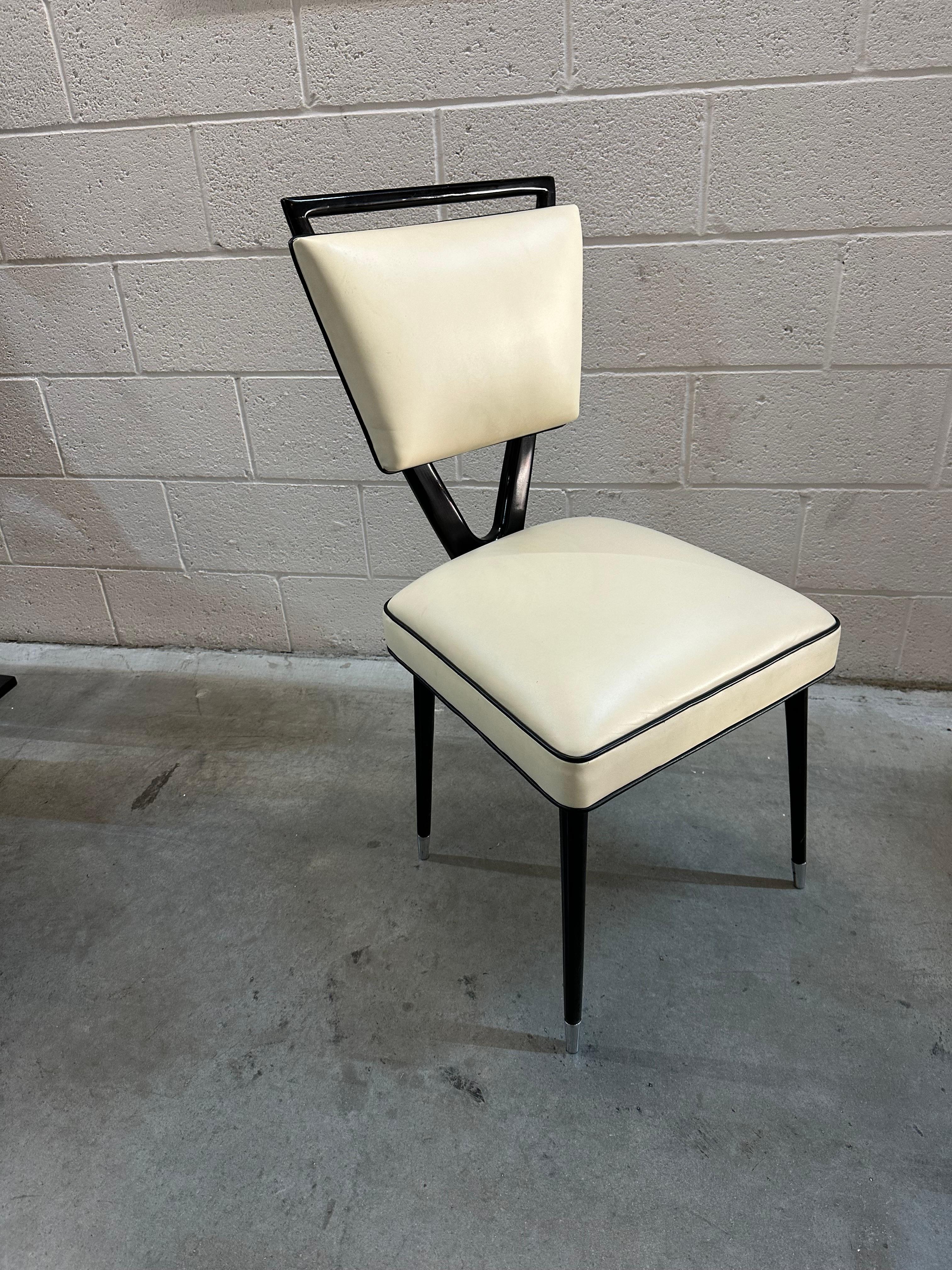Pair of Chairs 60° in Leather and Wood, Italian For Sale 4