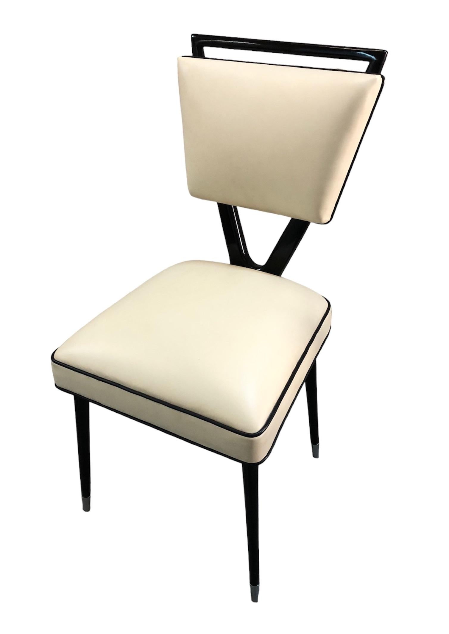 Pair of Chairs 60° in Leather and Wood, Italian For Sale 13
