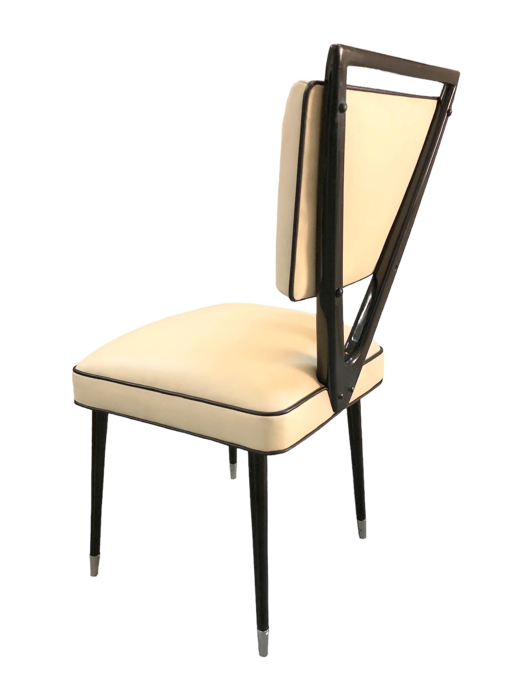 Paire de Chaises 60° en Cuir et Bois, Italienne en vente 14