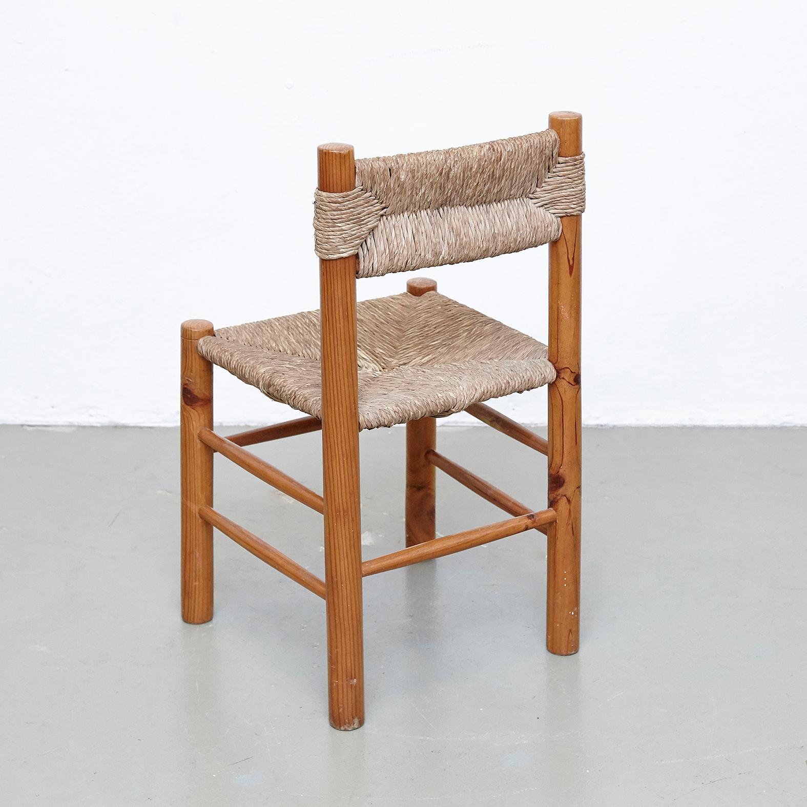 Pair of Chairs After Charlotte Perriand, Wood Rattan, Mid Century Modern 12