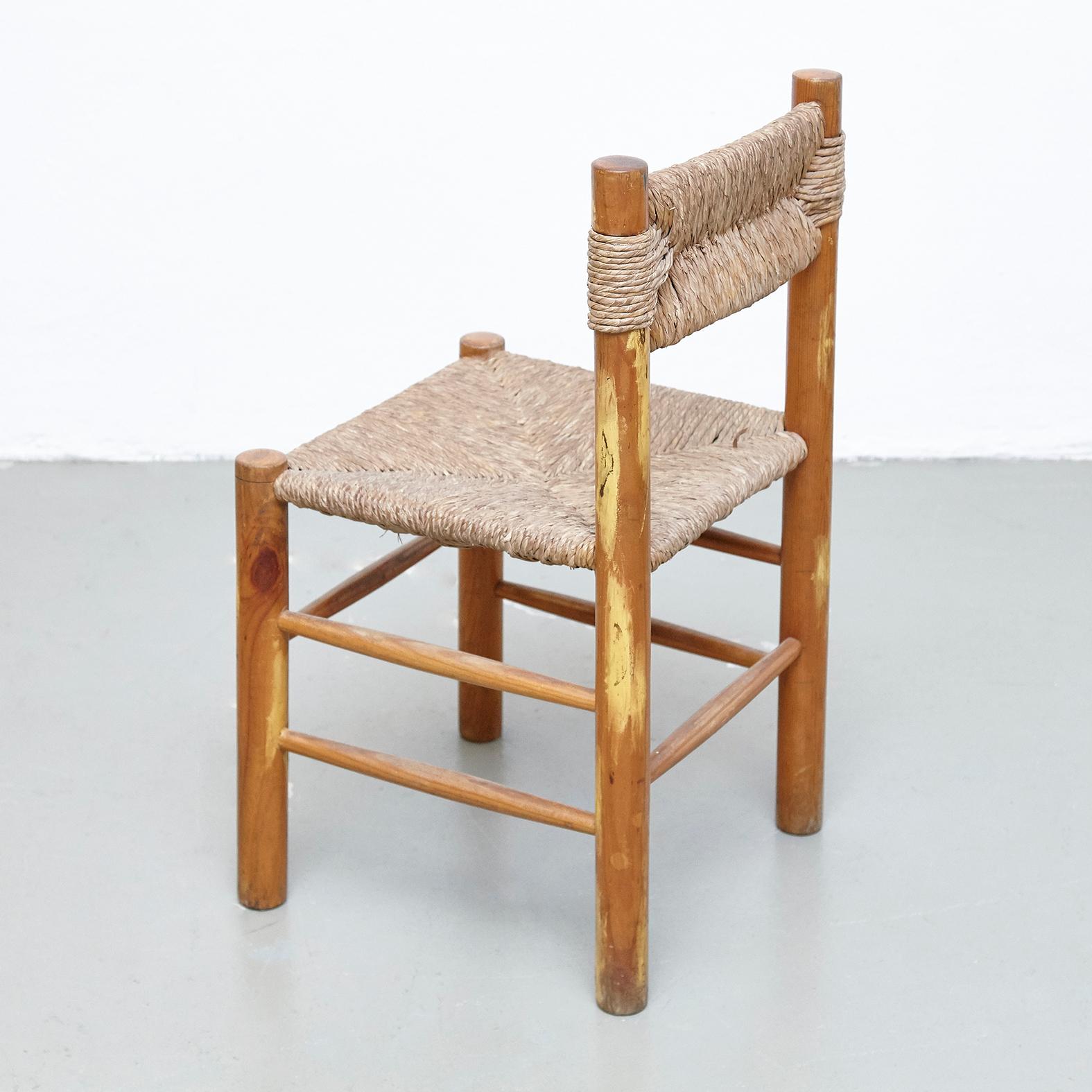 Pair of Chairs After Charlotte Perriand, Wood Rattan, Mid Century Modern 2
