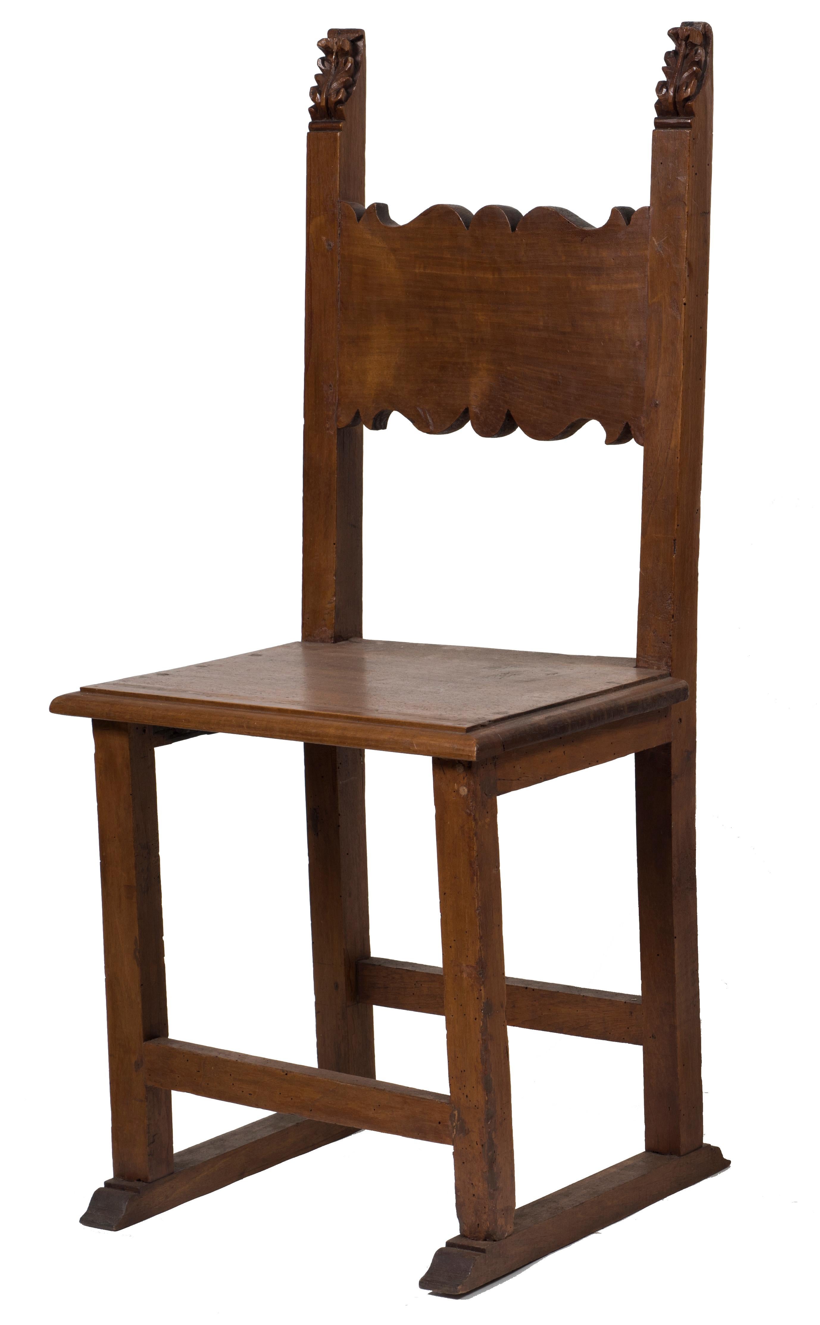 Wood Pair of Chairs and a Stool, Italy, 19th Century