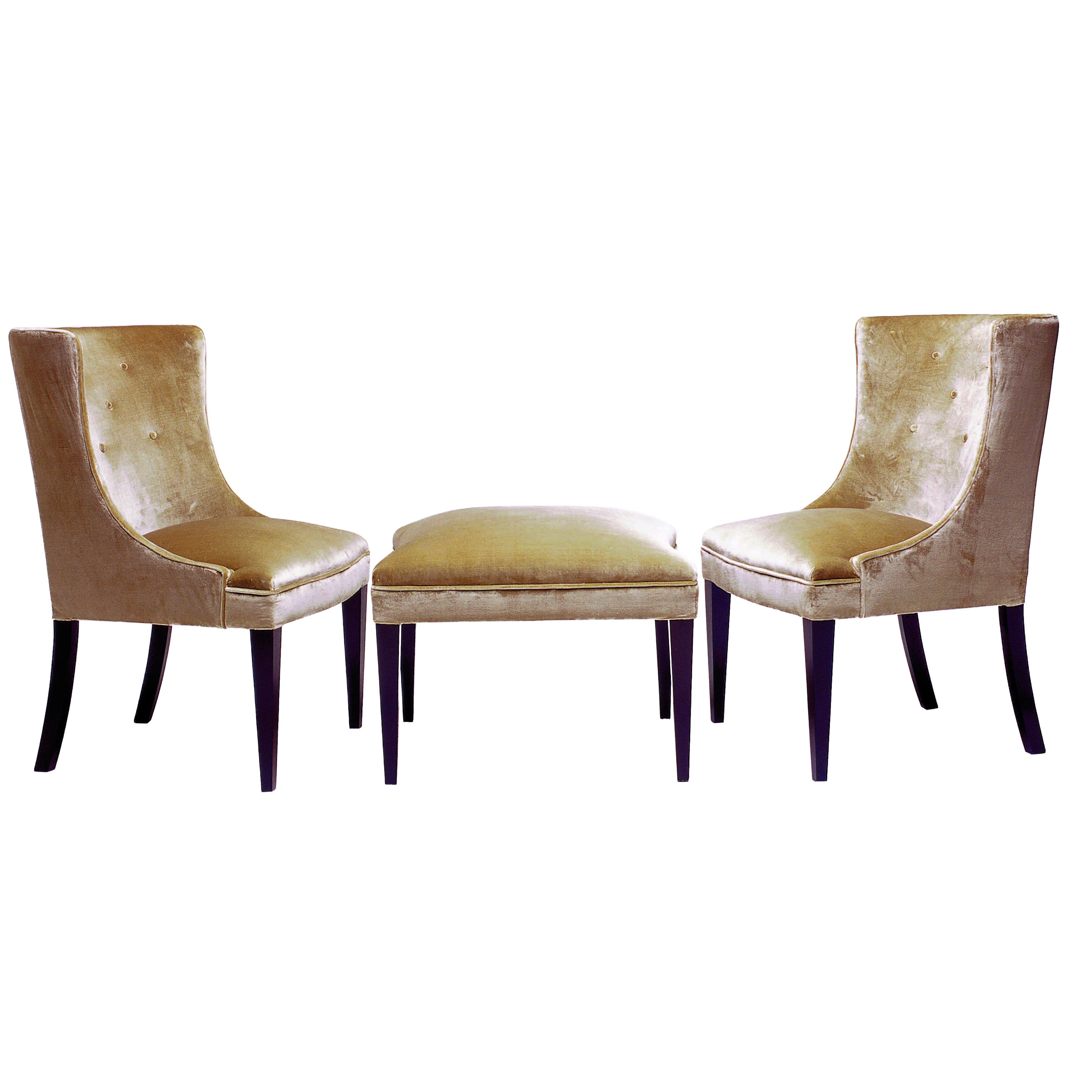 Paire de  Chaises et ottomanes assortis,  Robe de mariée duchesse emblématique en vente