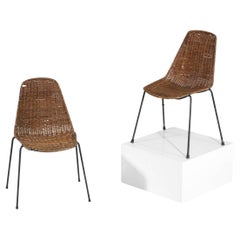 Pair of chairs "Basket" rattan and metal attributed to Gian Franco Legler 60s - 