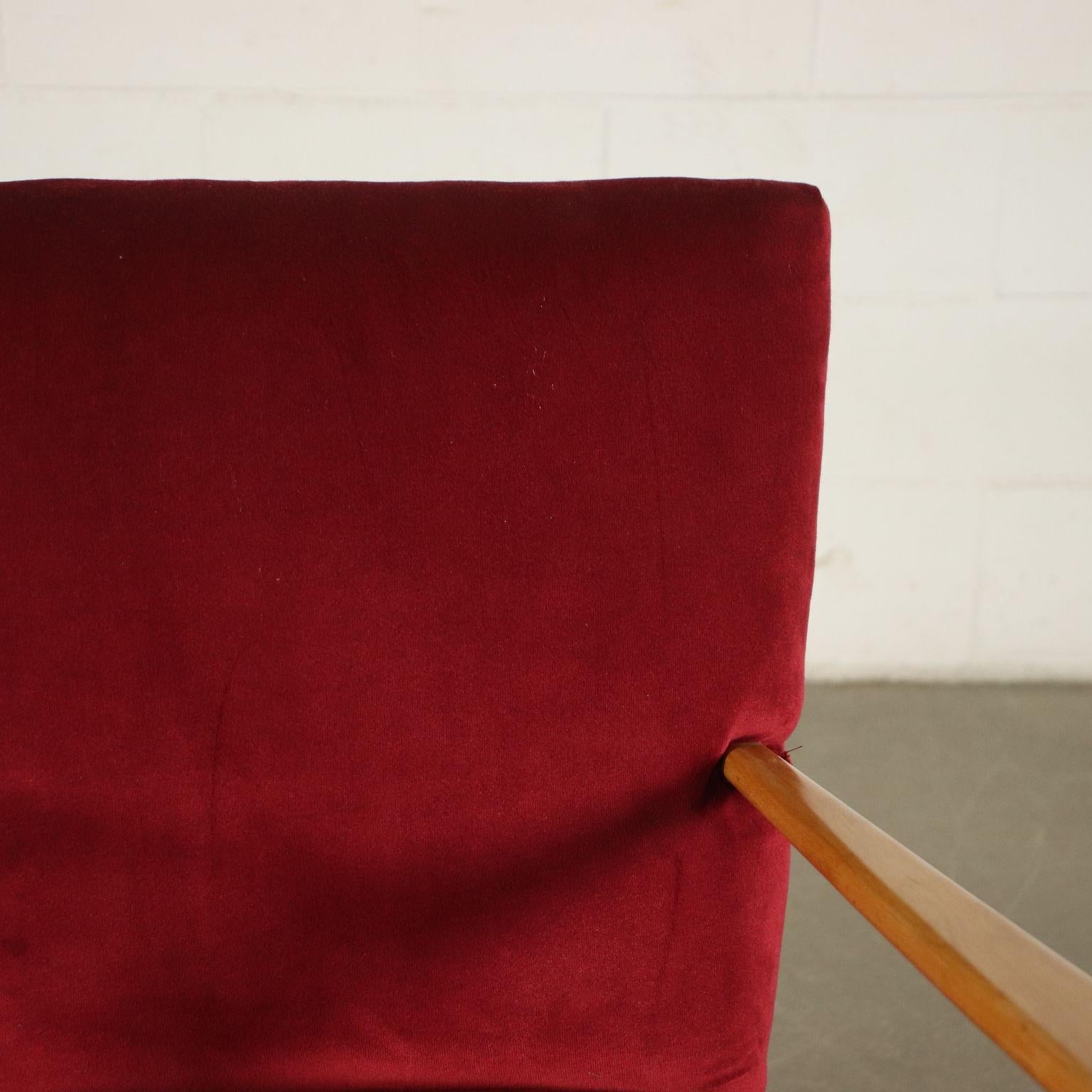 Other Pair of Chairs Beech Foam Velvet, Italy, 1950s