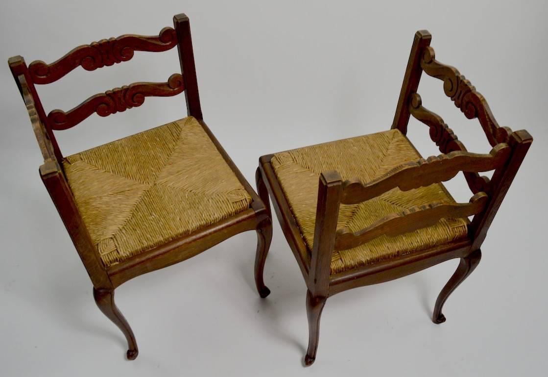 Pair of Chairs Bench with Rush Seat 4