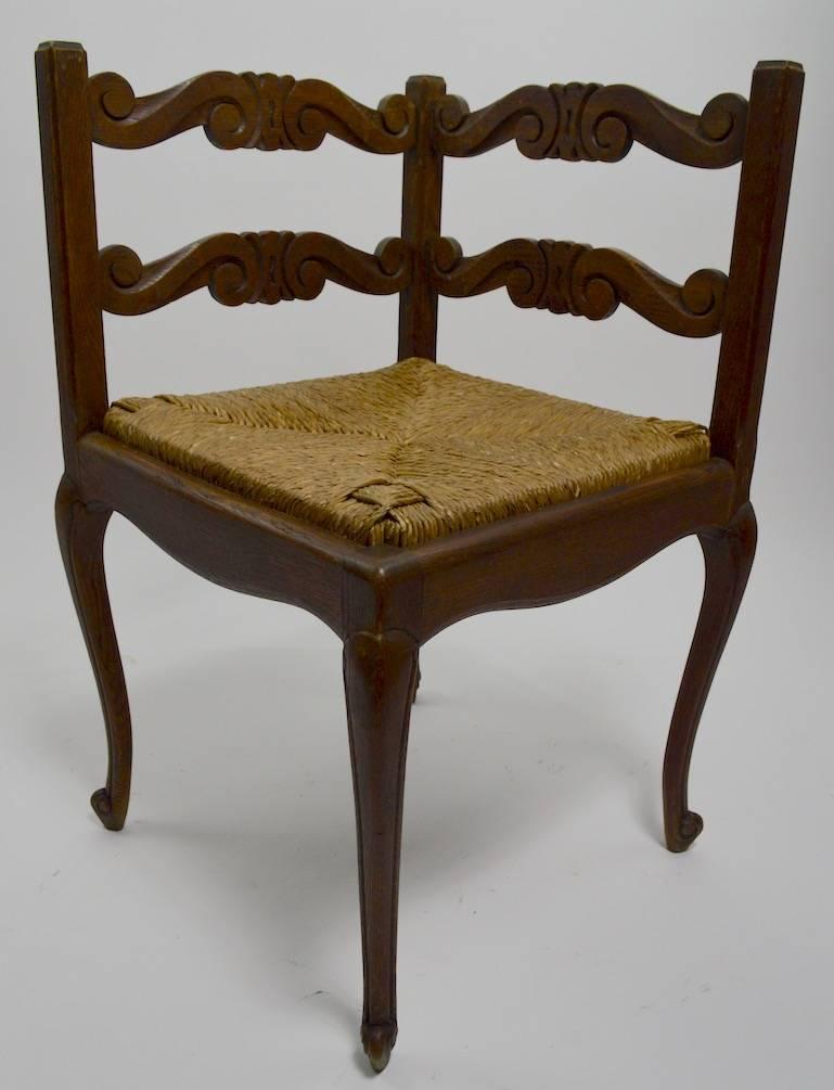 American Pair of Chairs Bench with Rush Seat