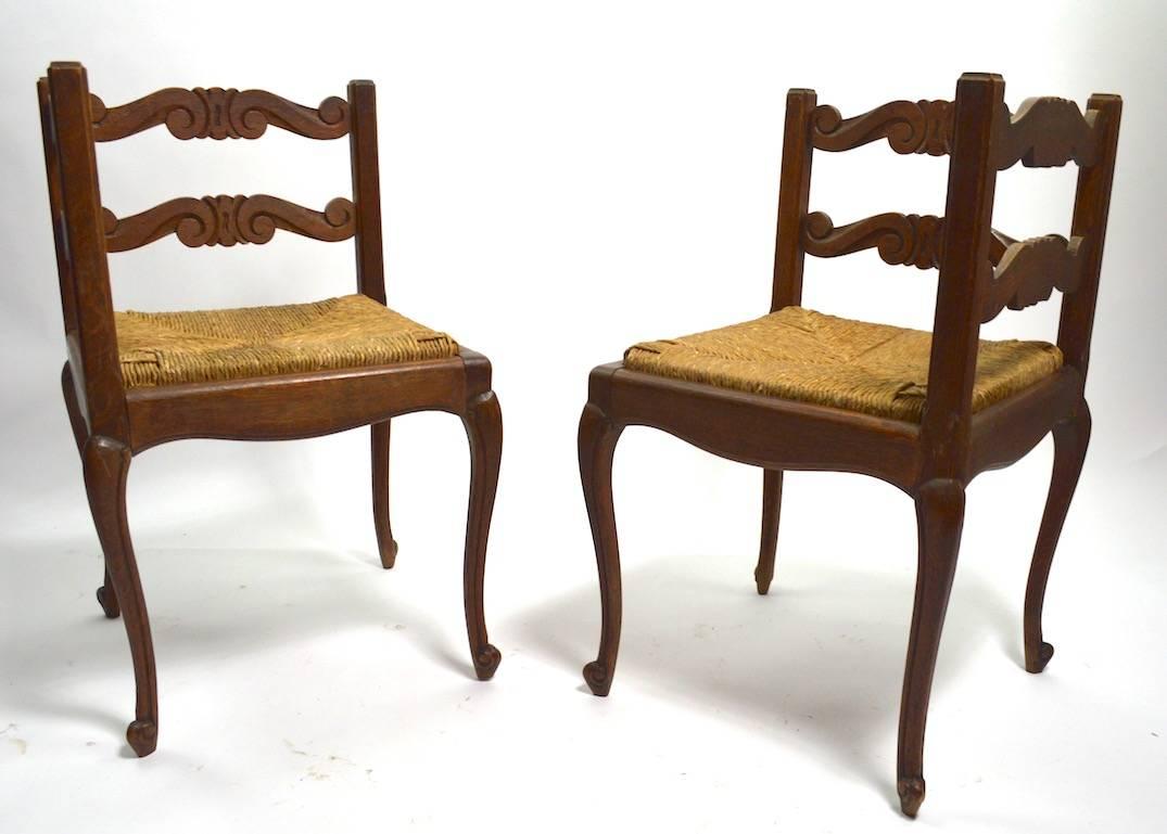 Pair of Chairs Bench with Rush Seat 1