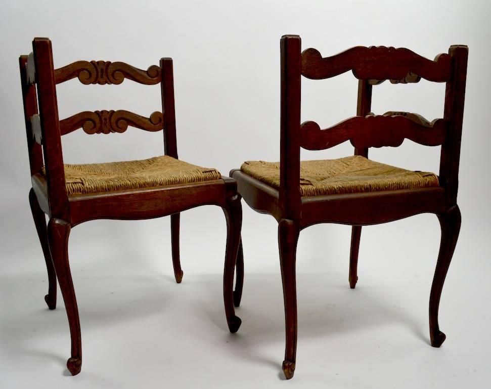 Pair of Chairs Bench with Rush Seat 2