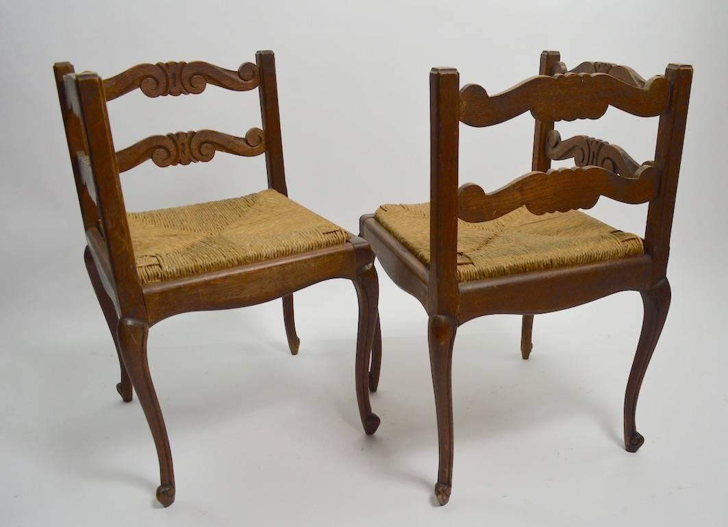 Pair of Chairs Bench with Rush Seat 3