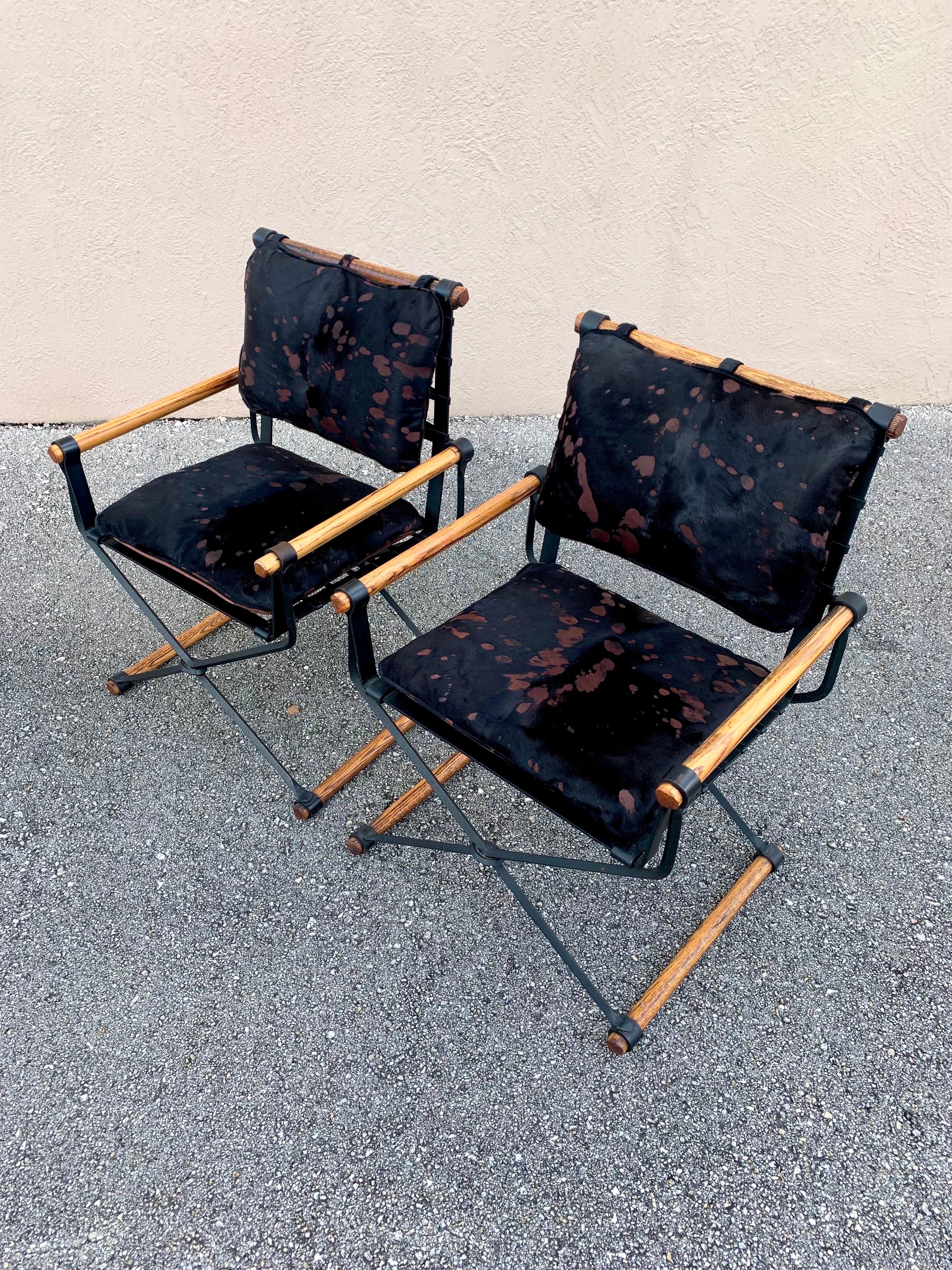 Paire de chaises par Cleo Baldon pour Terra Furniture, cuir sur tissu d'ameublement Bon état - En vente à Boynton Beach, FL
