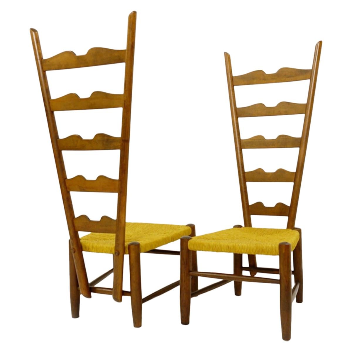 Pair of Chairs by Gio Ponti for Casa E Giardino, Milan, Italy, Circa 1939