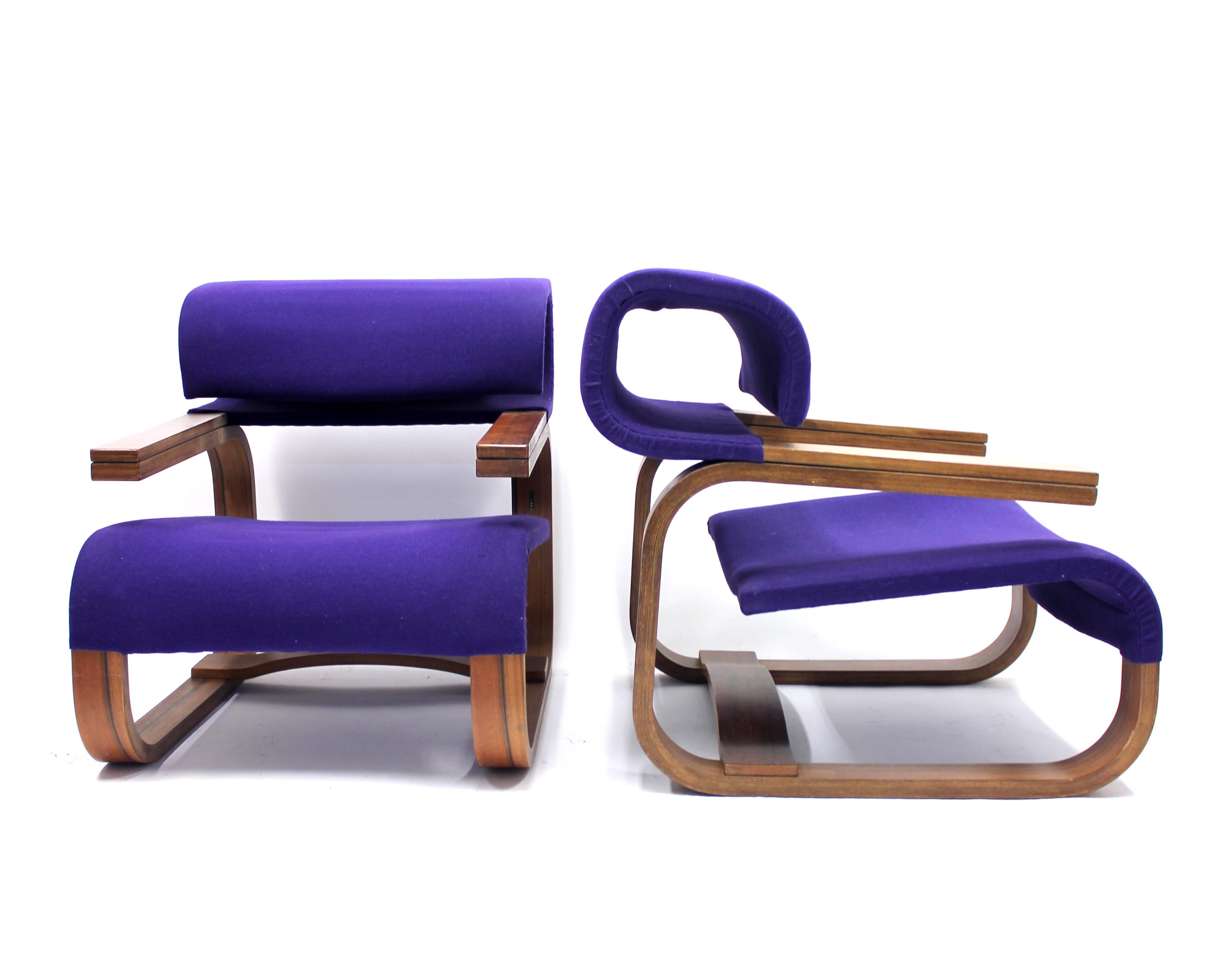 Brutalist Pair of Chairs by Jan Bočan for the Czechoslovakian Embassy, Stockholm, 1972
