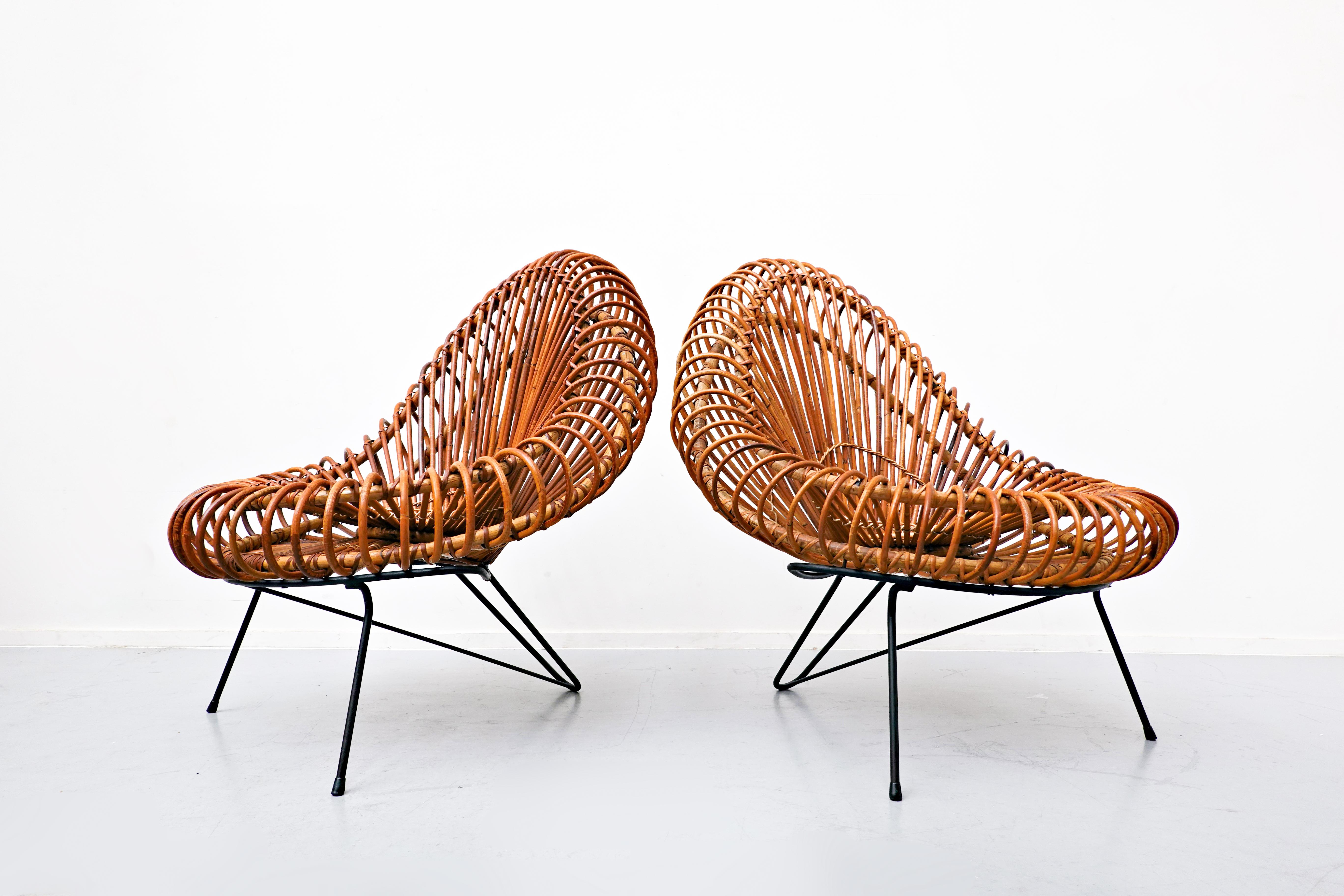 Pair of Mid-Century Chairs by Janine Abraham & Dirk Jan Rol,  Rougier, 1950s In Good Condition In Brussels, BE