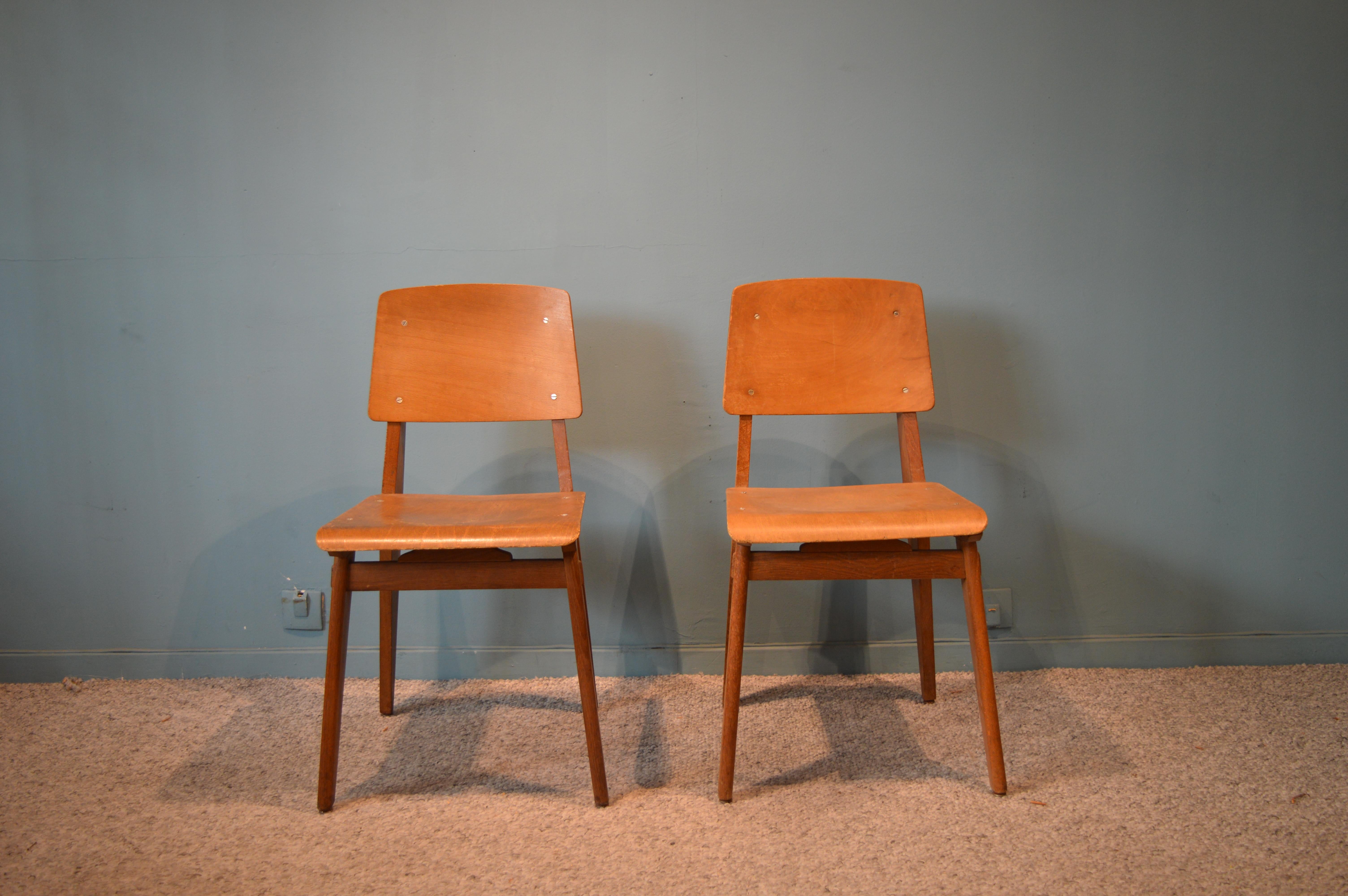 Mid-Century Modern Pair of Chairs by Jean Prouvé