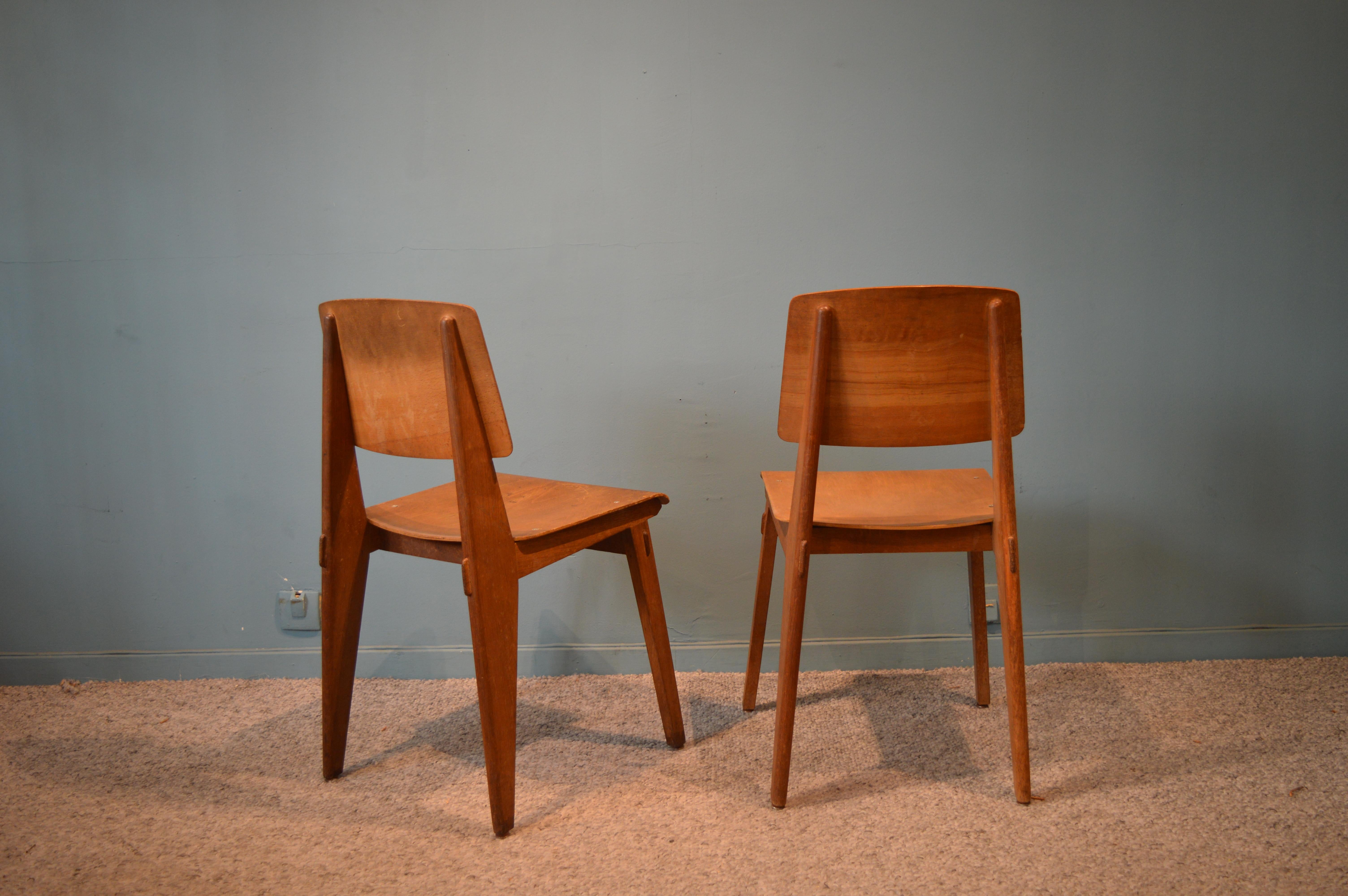 French Pair of Chairs by Jean Prouvé