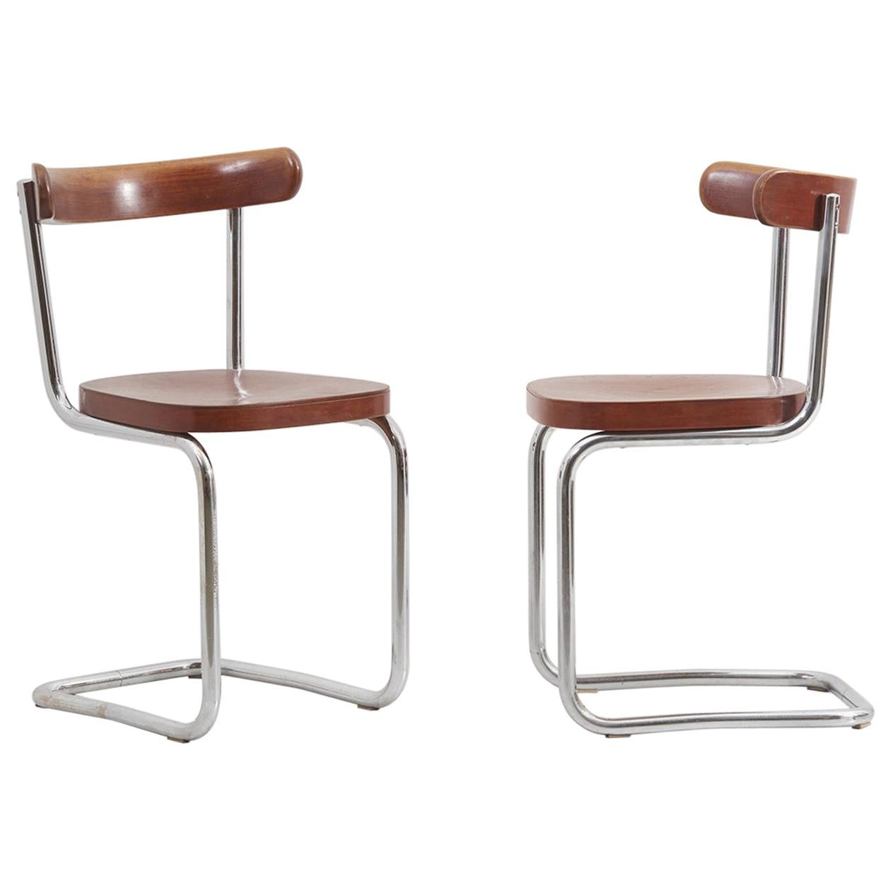 Pair of Chairs by Mart Stam for Mücke-Melder 'Under License from Thonet', 1930s