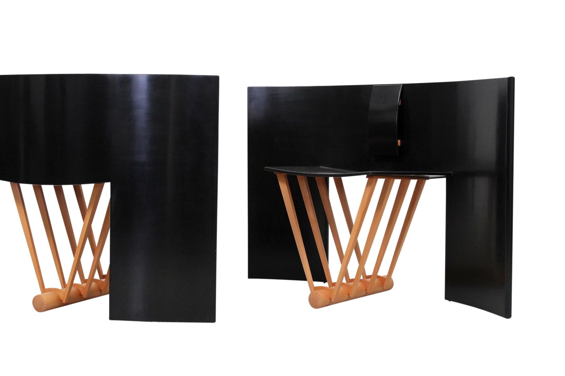 Wood Pair of Chairs by Thomas Hucker