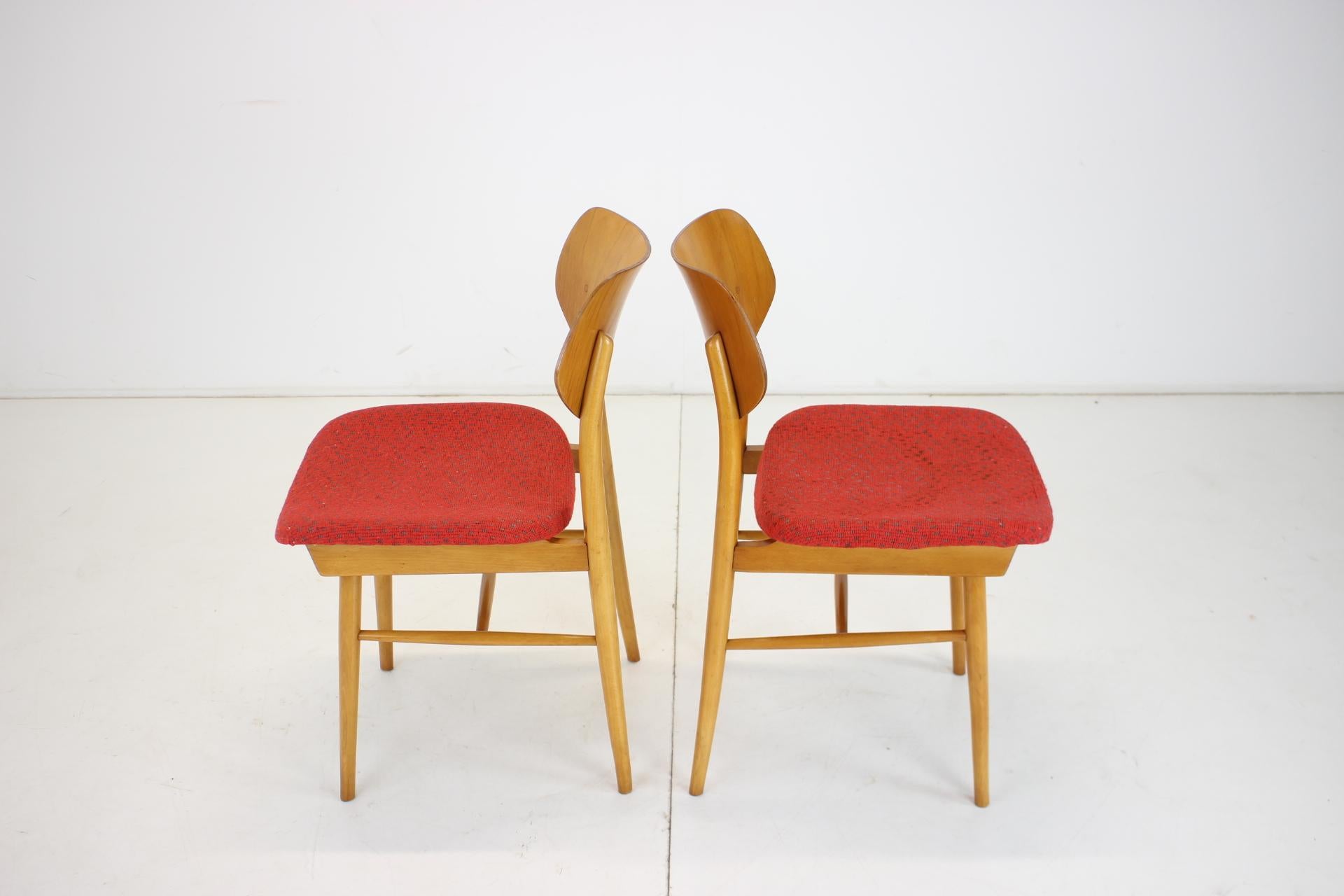 Fabric Pair of Chairs by TON, 1965 Czechoslovakia For Sale