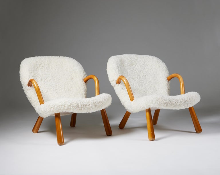Danish Pair of Chairs ‘Clam’ Designed by Arnold Madsen for Madsen & Schubell For Sale