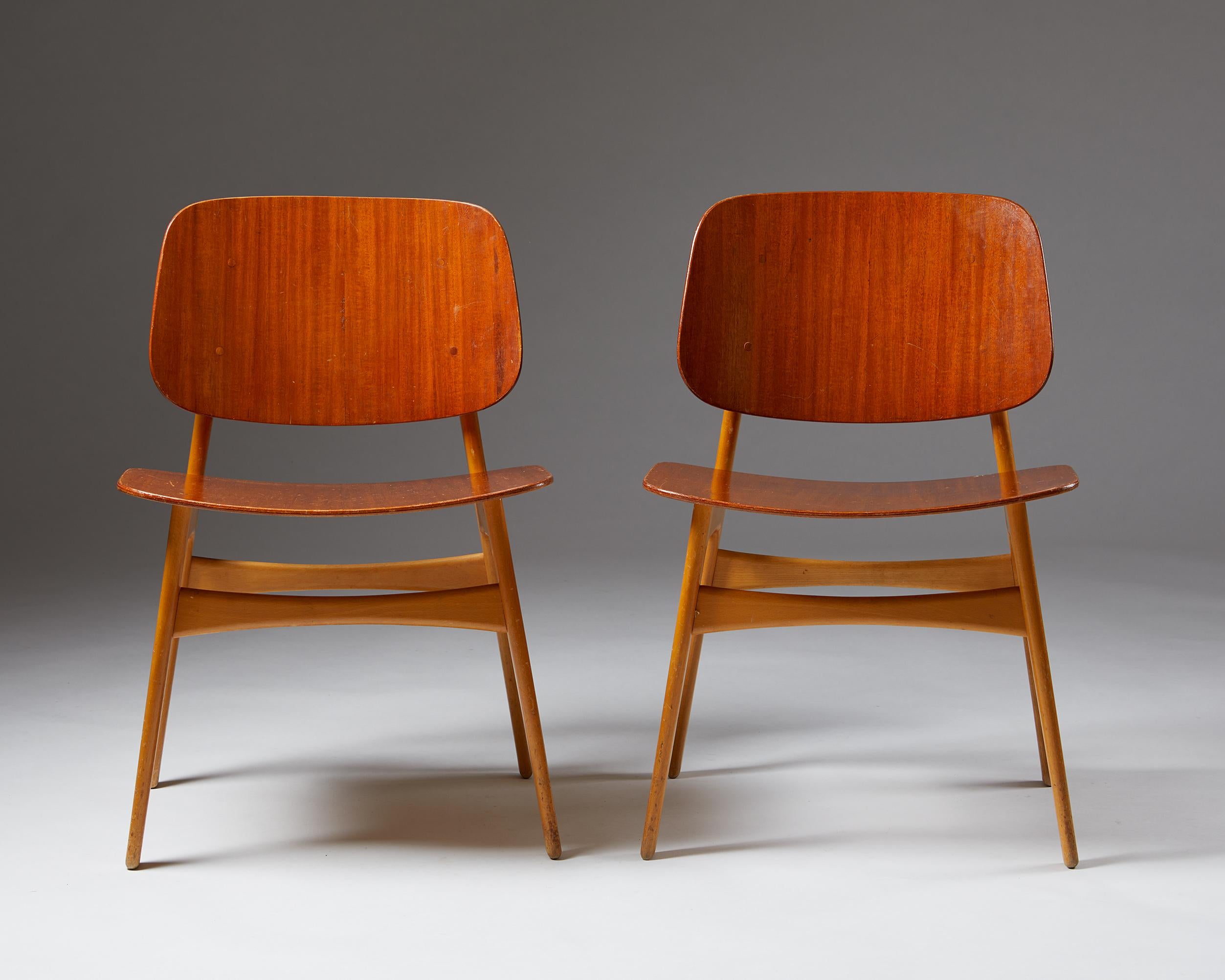 Pair of Chairs Designed by Börge Mogensen, Denmark, 1960’s In Good Condition In Stockholm, SE