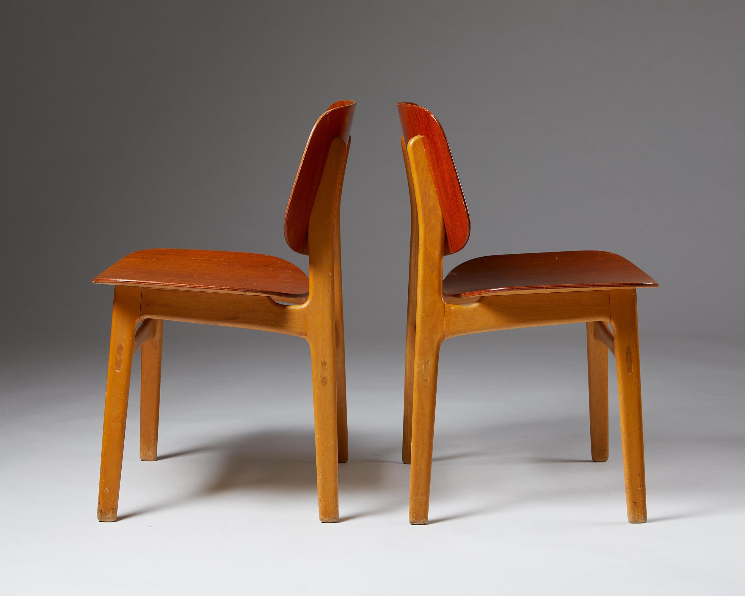 Beech Pair of Chairs Designed by Börge Mogensen, Denmark, 1960’s
