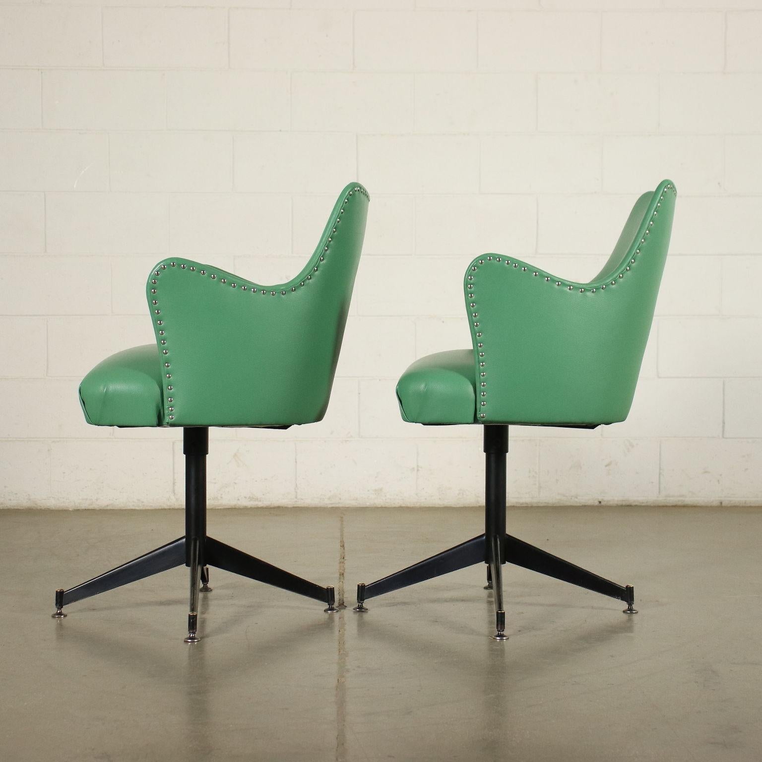 Pair of Chairs Foam Metal Leatherette Italy 1950s 1960s For Sale 4