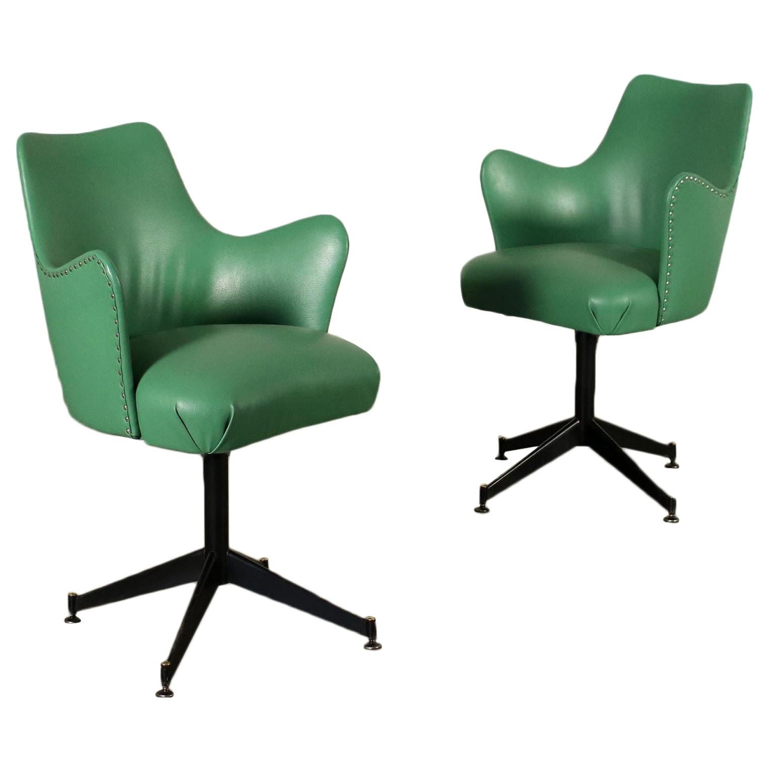 Pair of Chairs Foam Metal Leatherette Italy 1950s 1960s For Sale