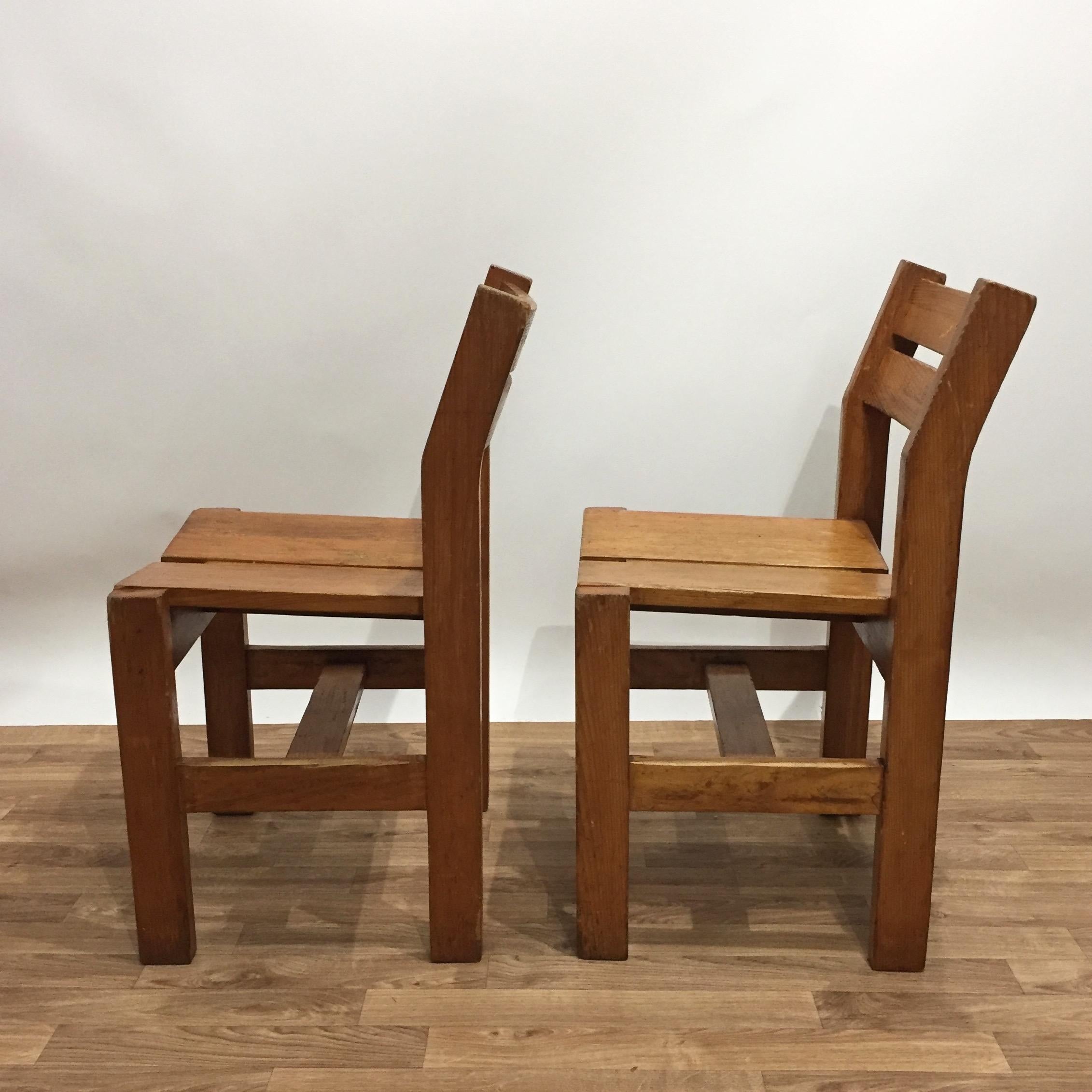 French Pair of Chairs from Les Arcs, France, 1960 For Sale