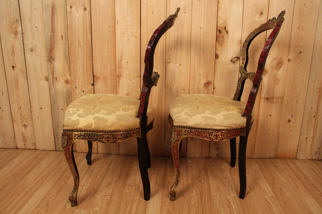 French Pair Of Chairs In Boulle Marquetry XIXth Napoleon III