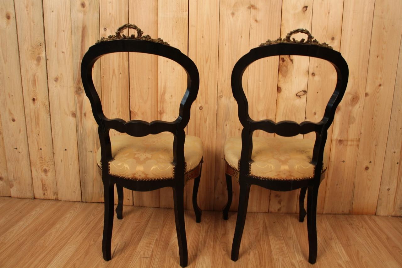 Pair Of Chairs In Boulle Marquetry XIXth Napoleon III In Good Condition In charmes, FR