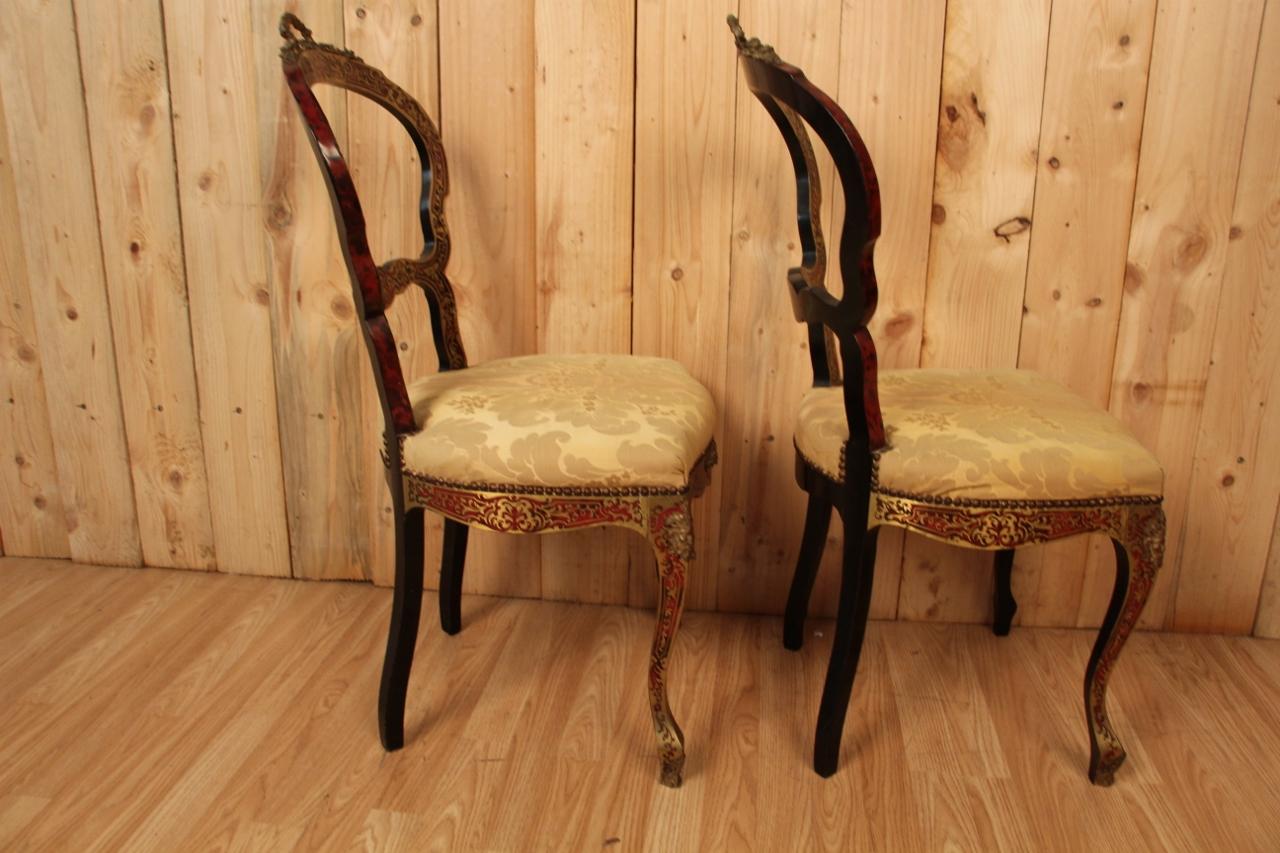 19th Century Pair Of Chairs In Boulle Marquetry XIXth Napoleon III