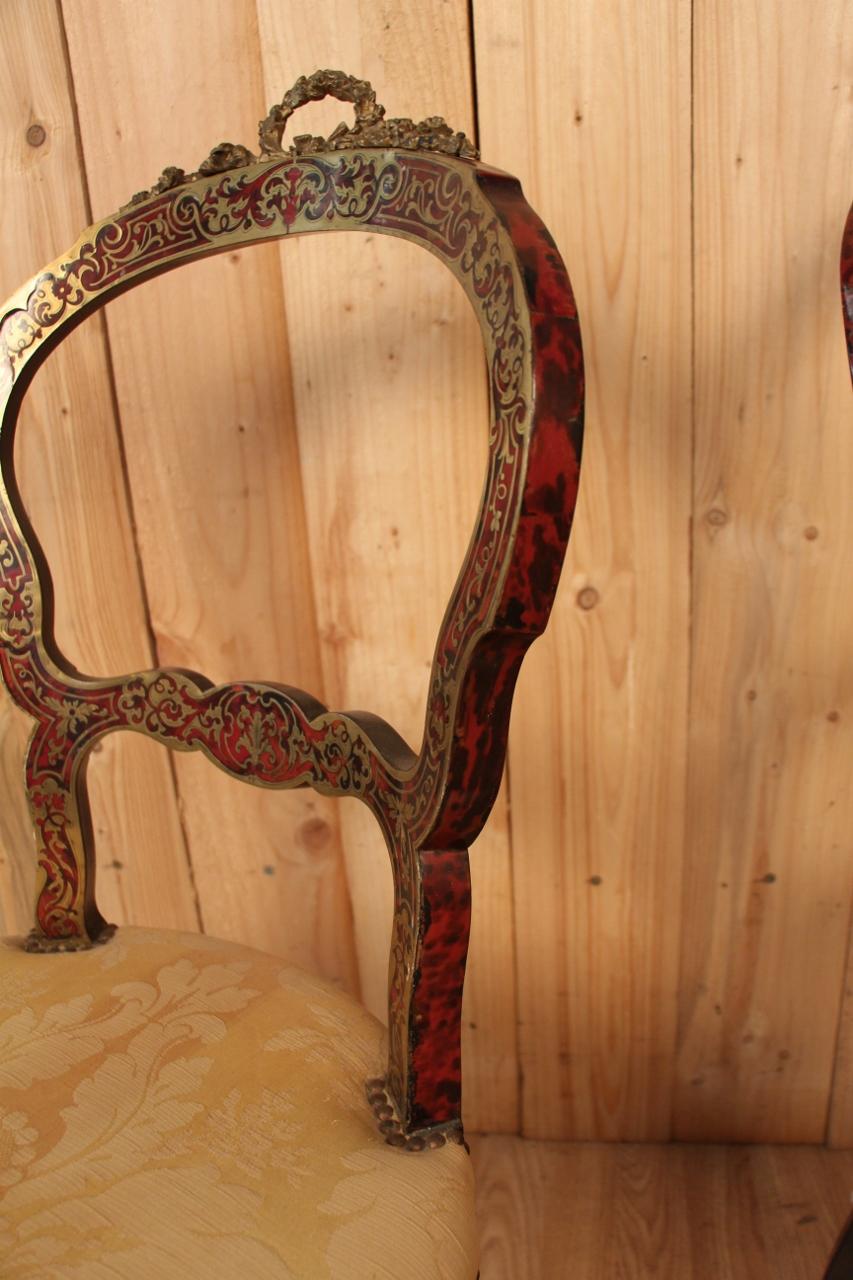 Pair Of Chairs In Boulle Marquetry XIXth Napoleon III 2