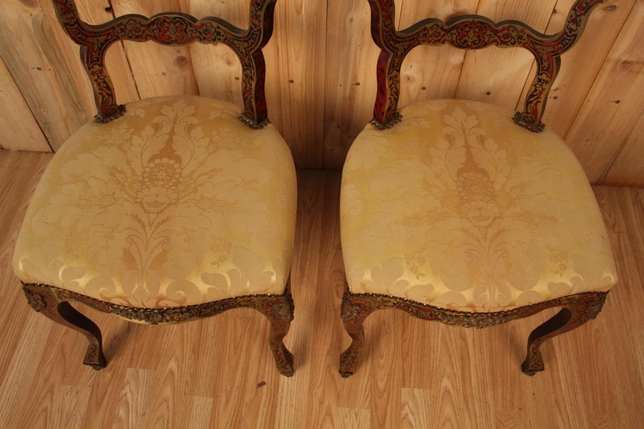 Pair Of Chairs In Boulle Marquetry XIXth Napoleon III 3