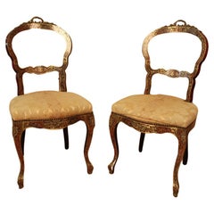 Pair Of Chairs In Boulle Marquetry XIXth Napoleon III