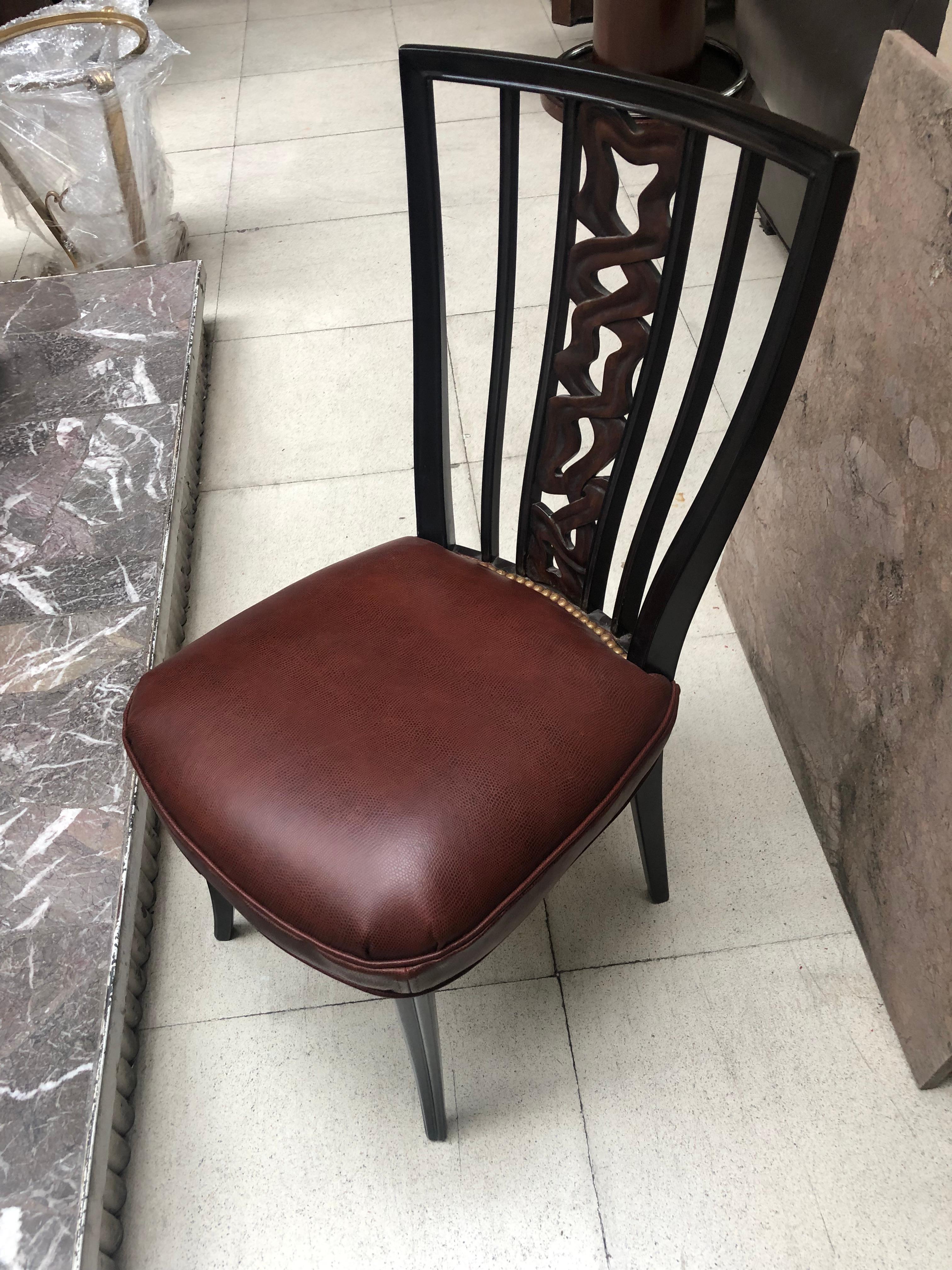 Pair of Chairs in Leather, 1950, France For Sale 4