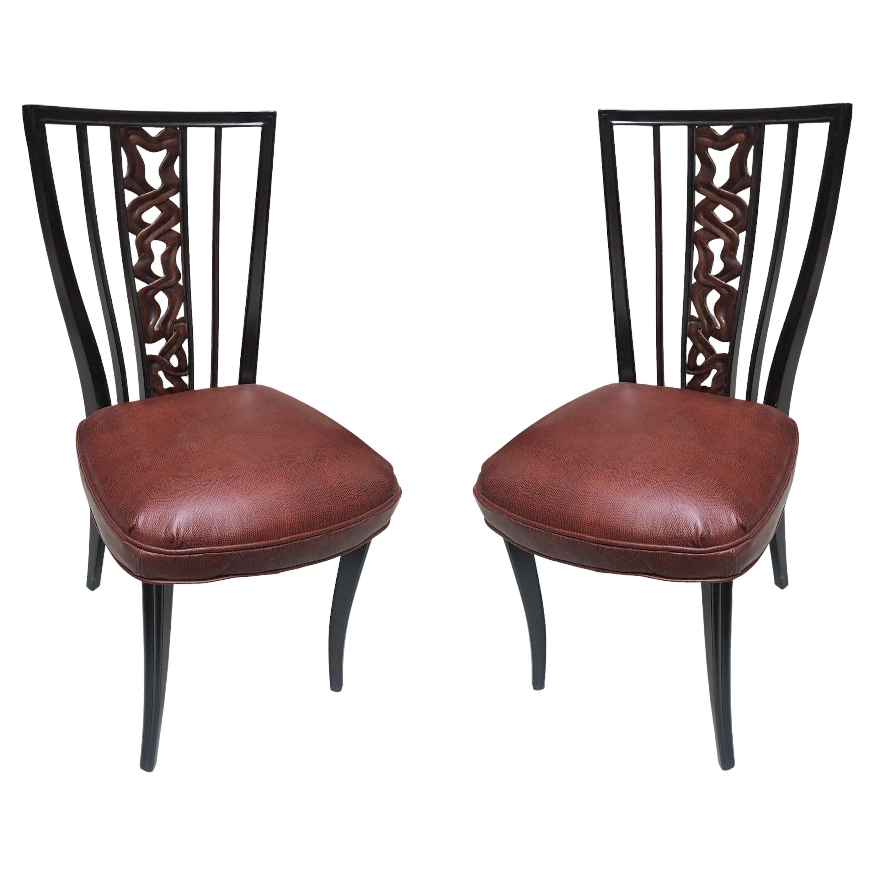 Pair of Chairs in Leather, 1950, France