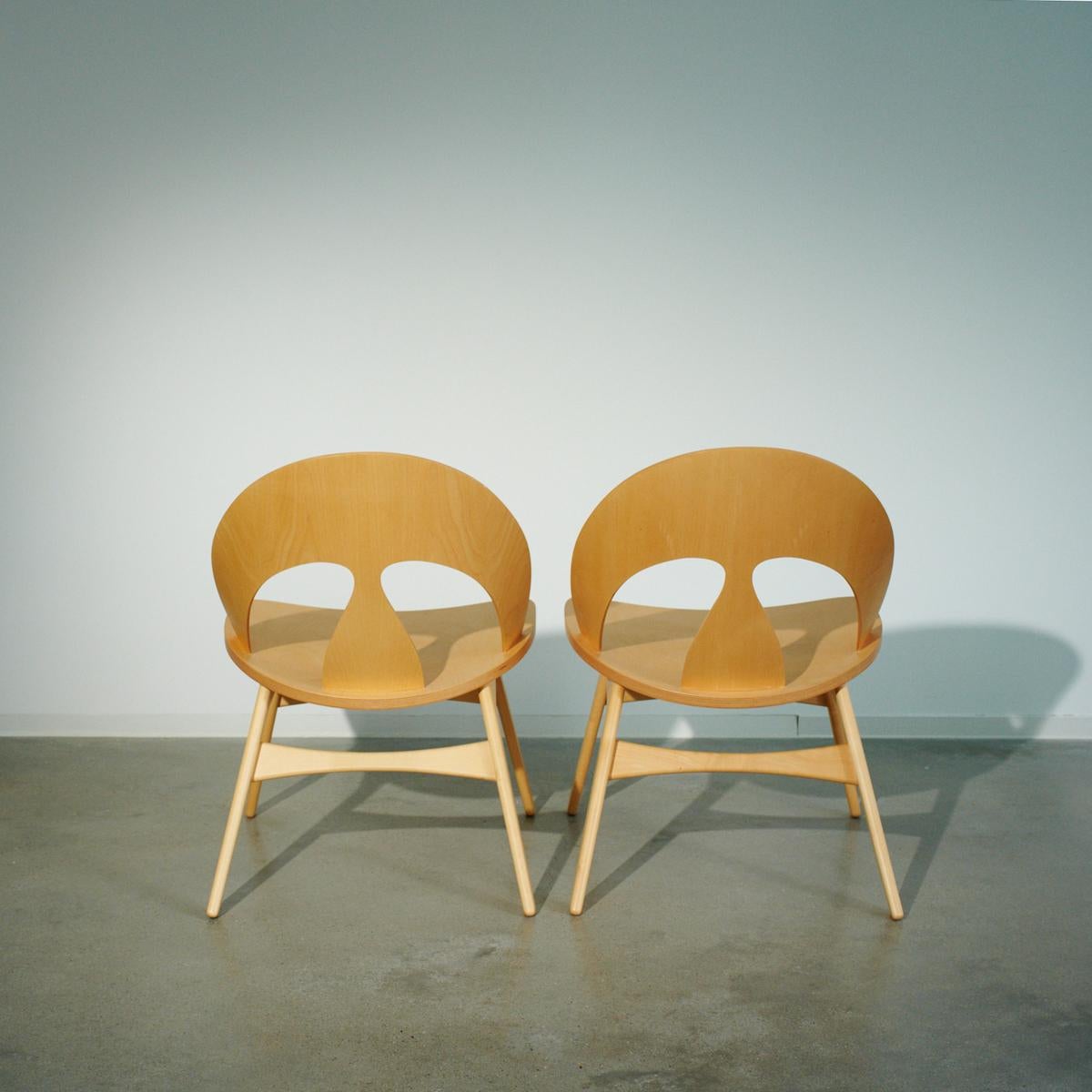 20th Century Pair of Chairs in Moulded Plywood Maple by Børge Mogensen, 1949 For Sale