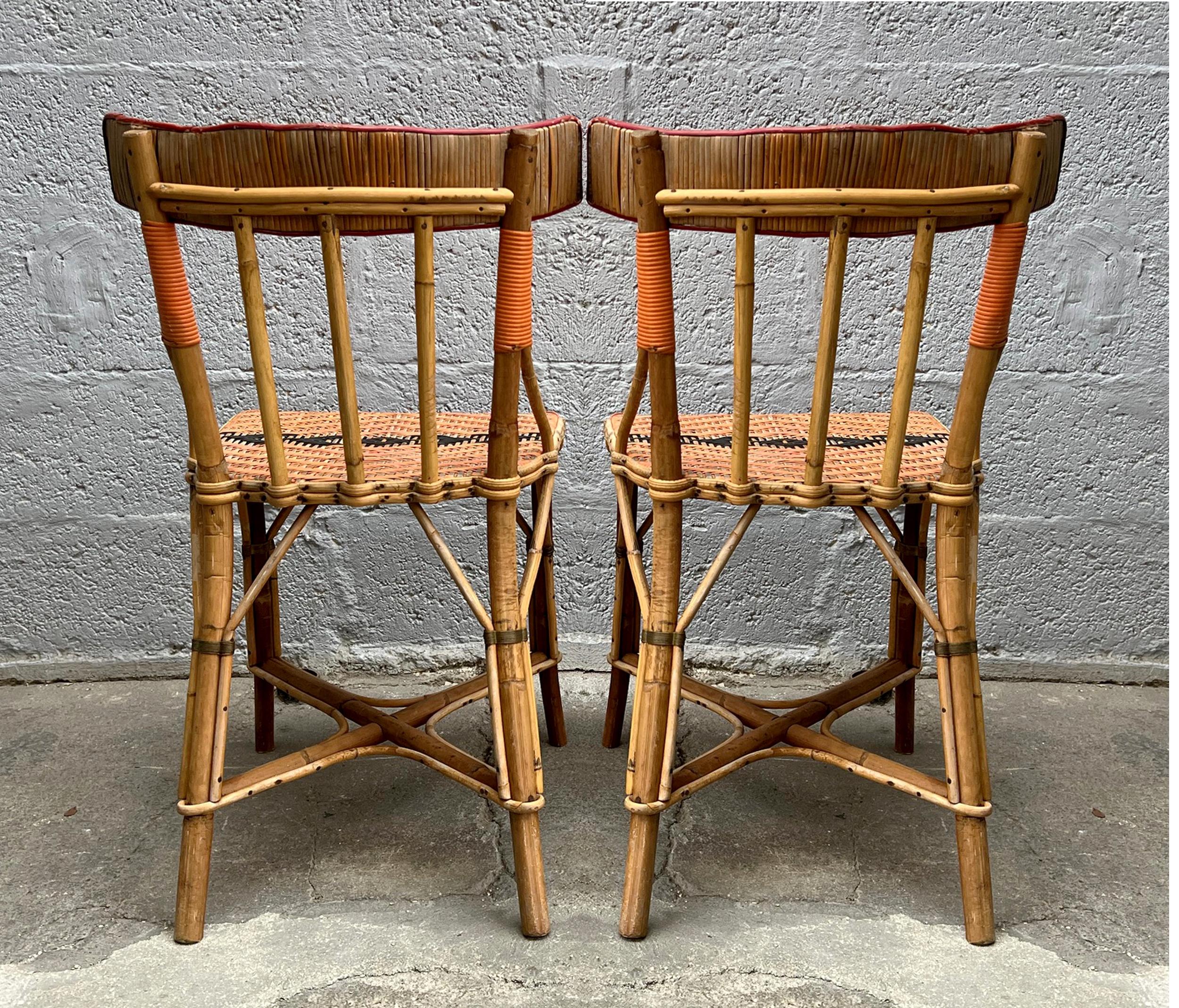 Woven Pair of chairs in woven rattan France, circa 1920 For Sale