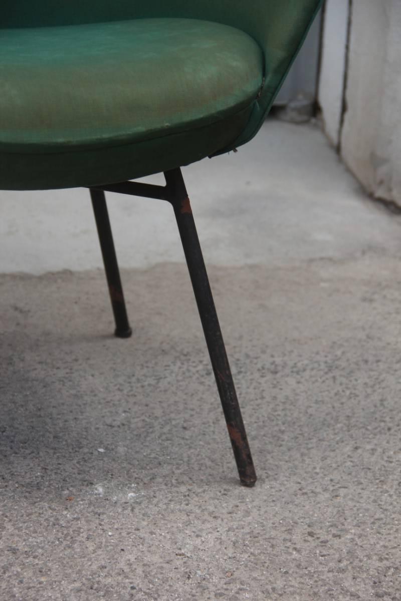 Metal Pair Of Chairs Italian Mid-Century Modern Iron Colored Fabric