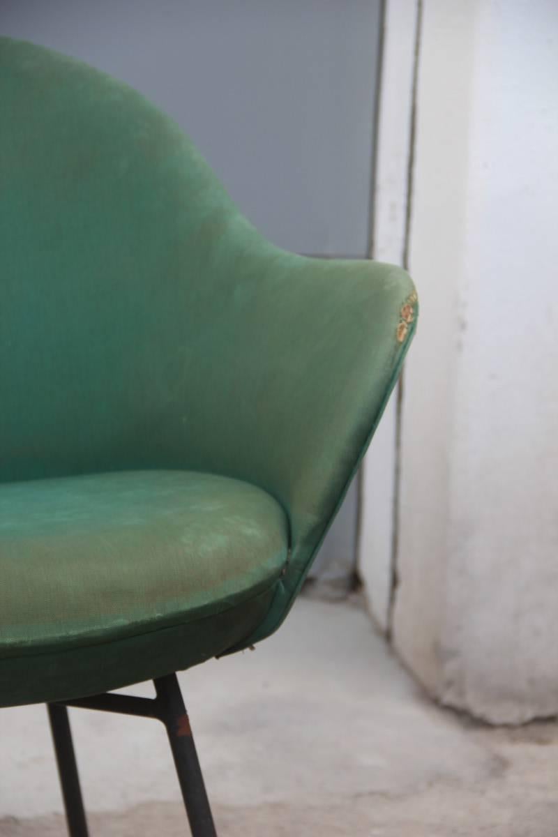 Pair Of Chairs Italian Mid-Century Modern Iron Colored Fabric 1