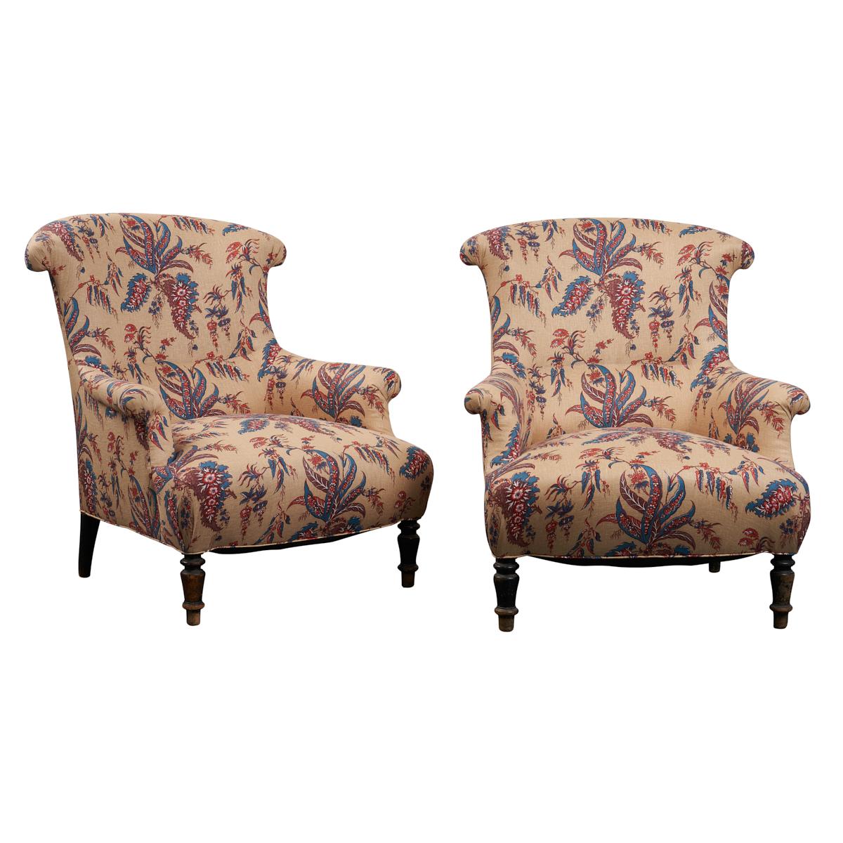 Pair of Chairs, Late 19th Century, France, Newly Reupholstered Fabric For Sale