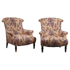 Used Pair of Chairs, Late 19th Century, France, Reupholstered in Schumacher Fabric