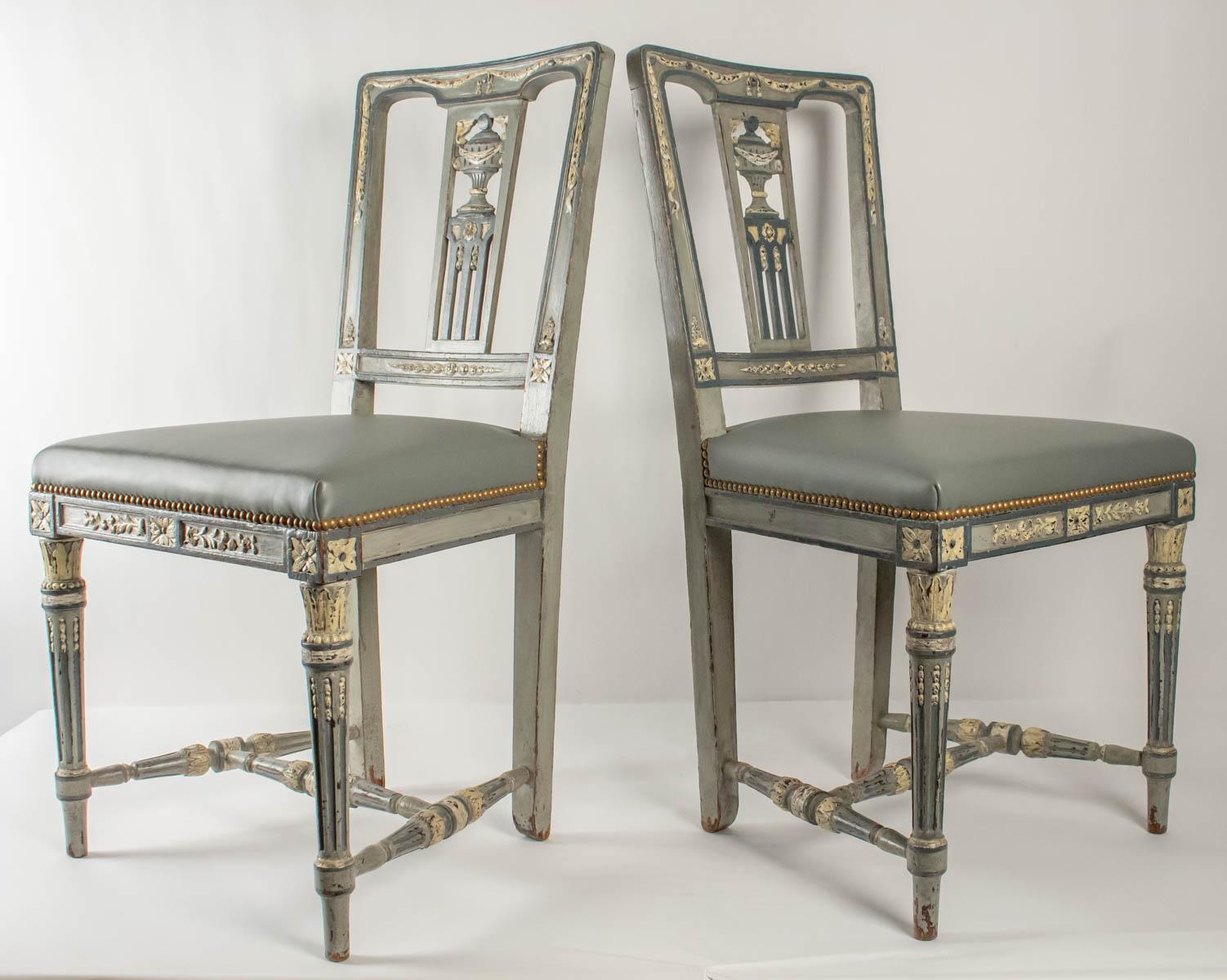 Wood Pair Of Chairs Louis XVI Style From The 19th Century, Antiquity