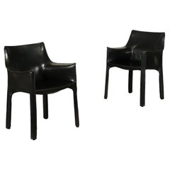 Pair of Chairs Mario Bellini Metal Leather 1980s