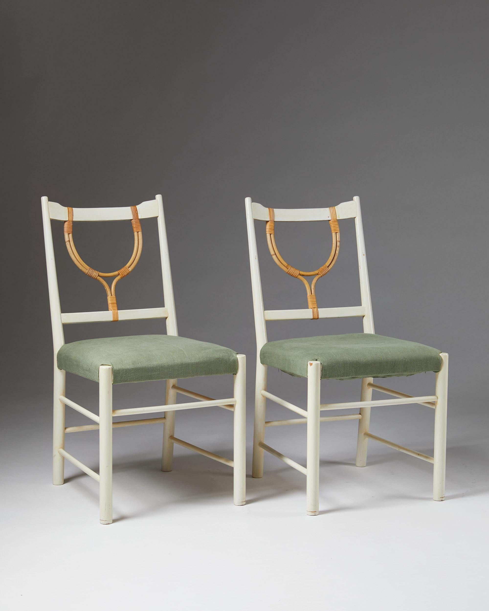 Scandinavian Modern Pair of Chairs Model 2238 Designed by Josef Frank for Svenskt Tenn, Sweden, 1940