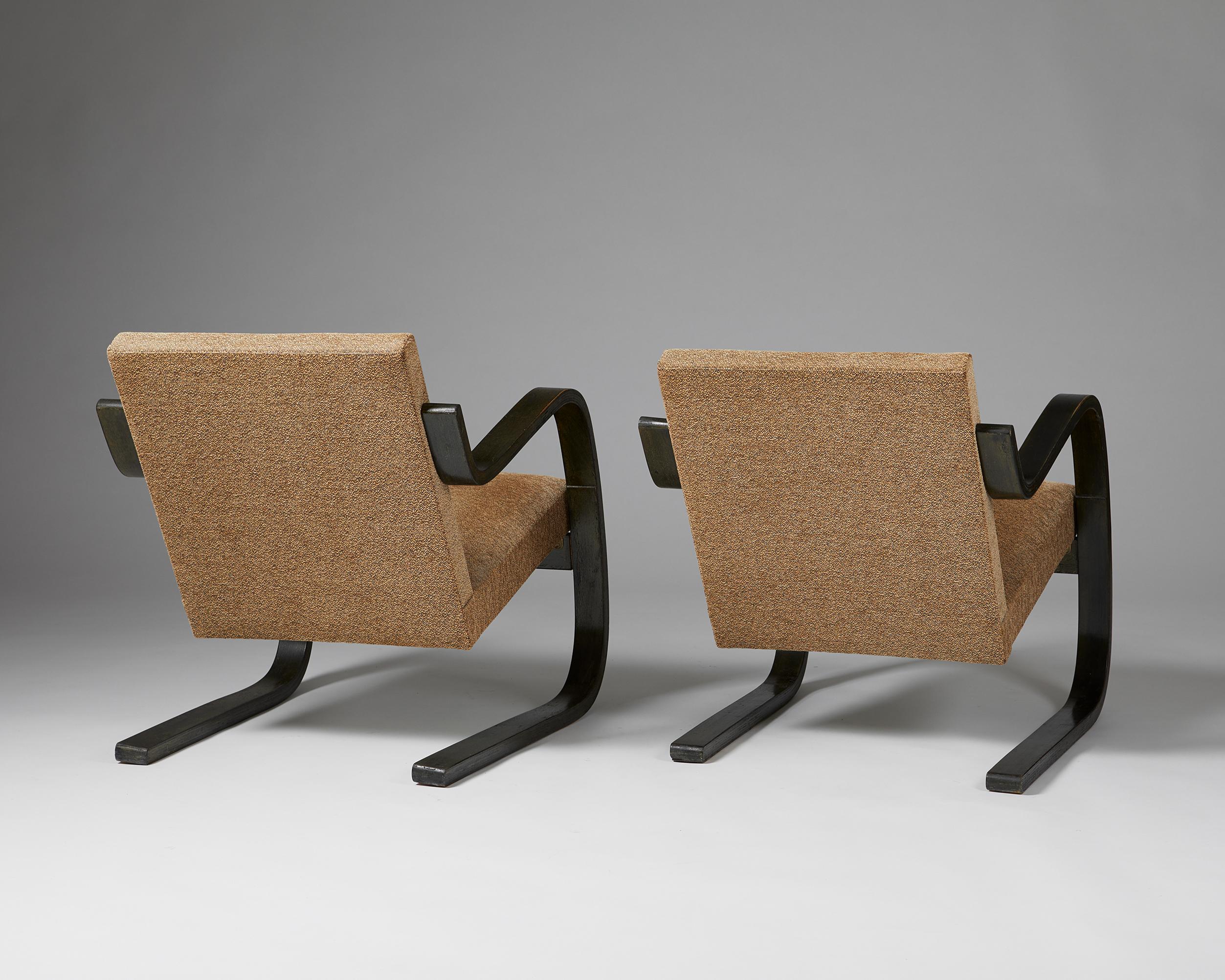 Fabric Pair of Chairs ‘Model 34’ Designed by Alvar Aalto for Artek, Finland, 1930's
